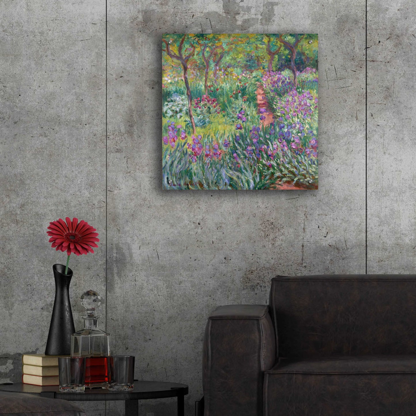 Epic Art 'The Artist’s Garden In Giverny' by Claude Monet, Acrylic Glass Wall Art,24x24