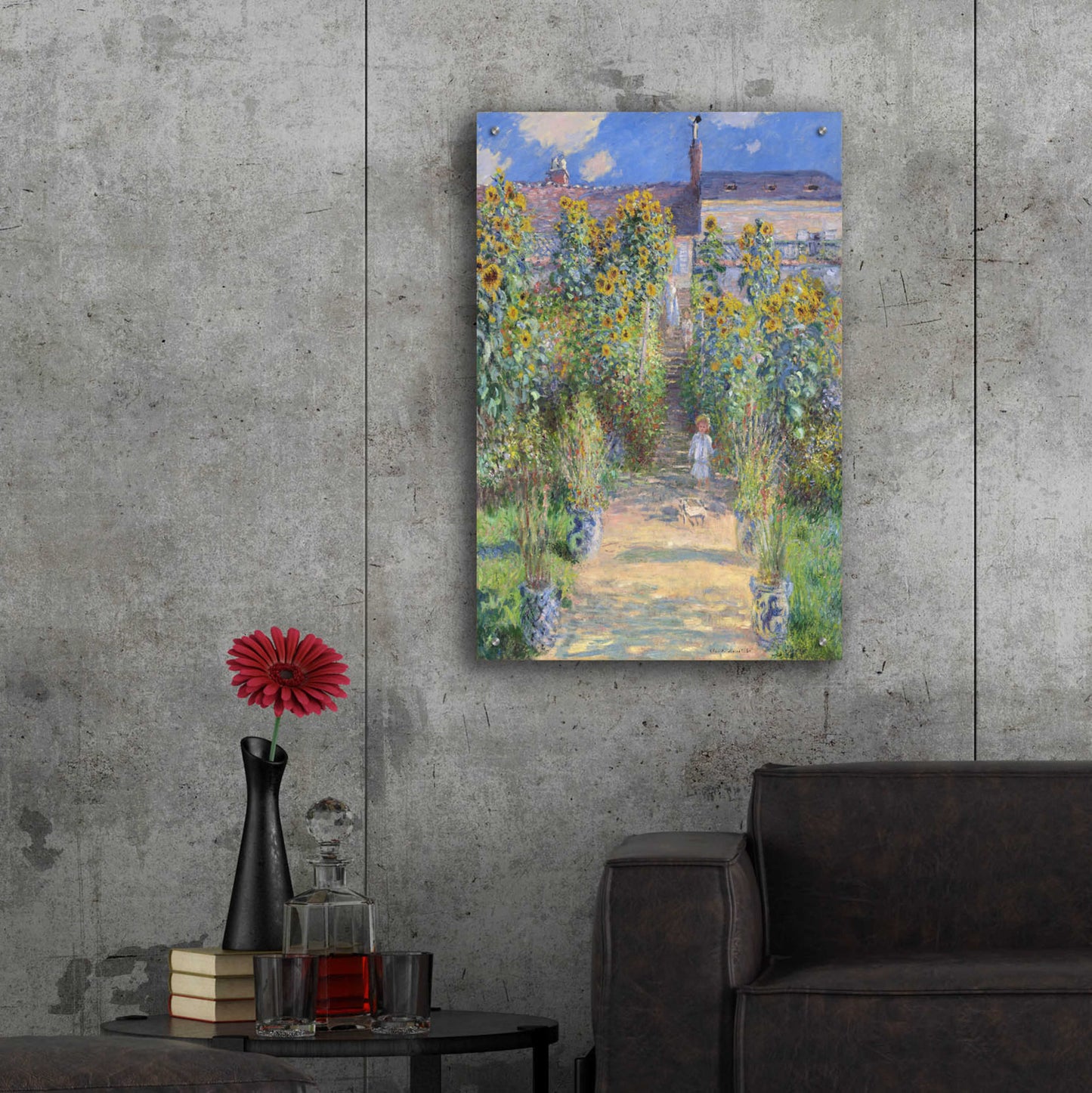 Epic Art 'The Artist’s Garden At Vétheuil' by Claude Monet, Acrylic Glass Wall Art,24x36