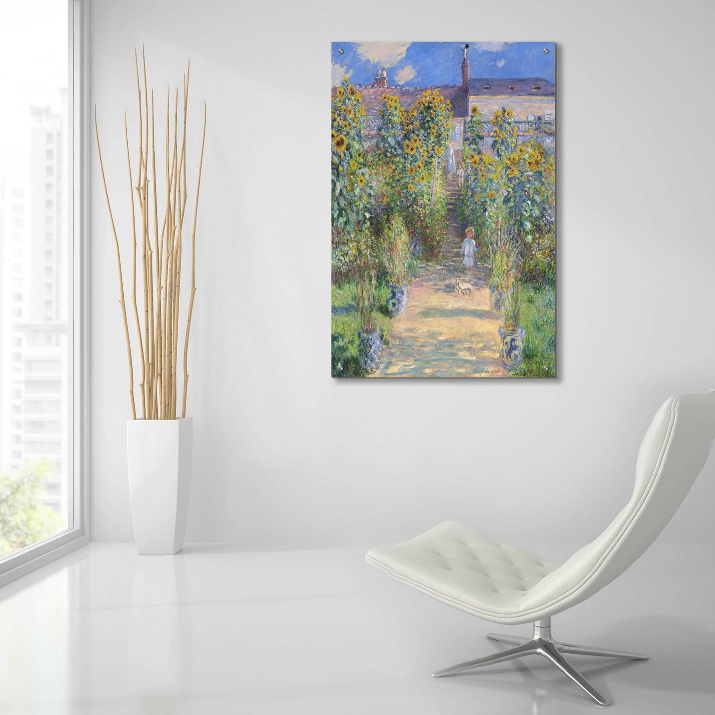 Epic Art 'The Artist’s Garden At Vétheuil' by Claude Monet, Acrylic Glass Wall Art,24x36