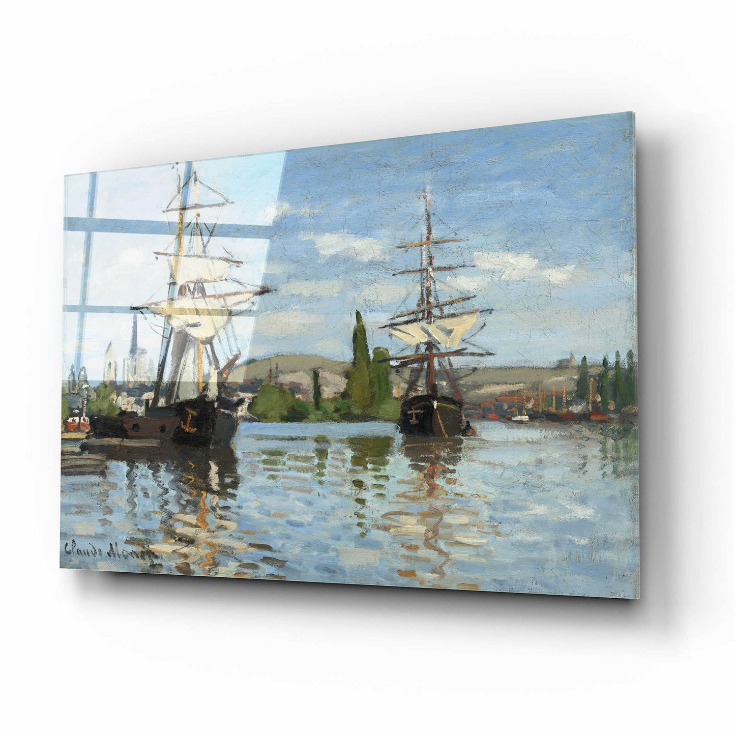 Epic Art 'Ships Riding On The Serine At Roue' by Claude Monet, Acrylic Glass Wall Art,16x12