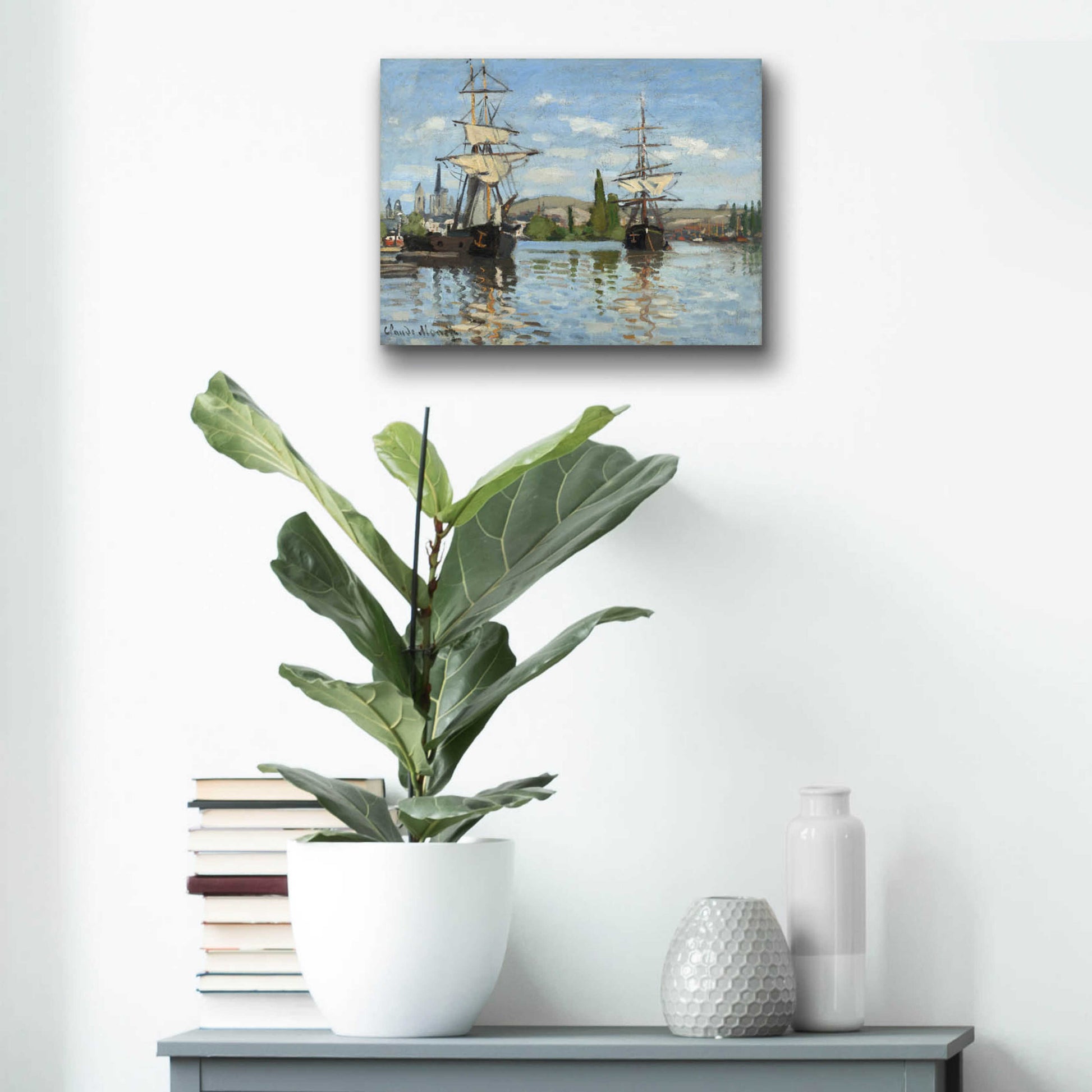 Epic Art 'Ships Riding On The Serine At Roue' by Claude Monet, Acrylic Glass Wall Art,16x12