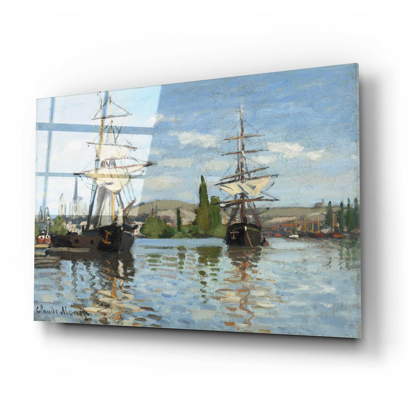 Epic Art 'Ships Riding On The Serine At Roue' by Claude Monet, Acrylic Glass Wall Art,24x16