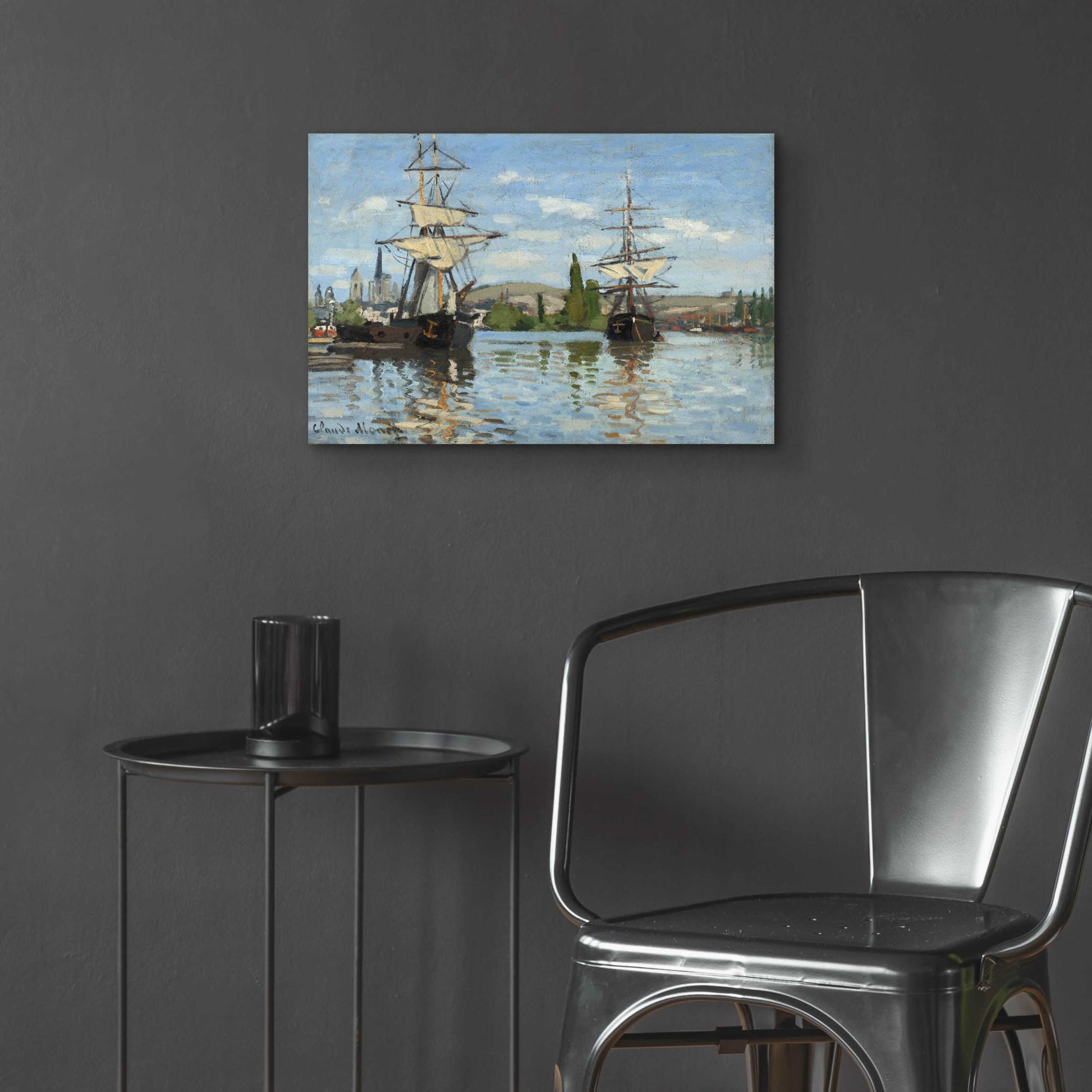 Epic Art 'Ships Riding On The Serine At Roue' by Claude Monet, Acrylic Glass Wall Art,24x16