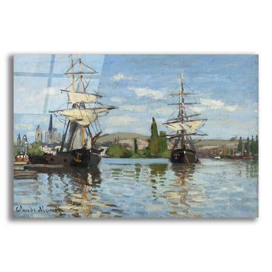 Epic Art 'Ships Riding On The Serine At Roue' by Claude Monet, Acrylic Glass Wall Art