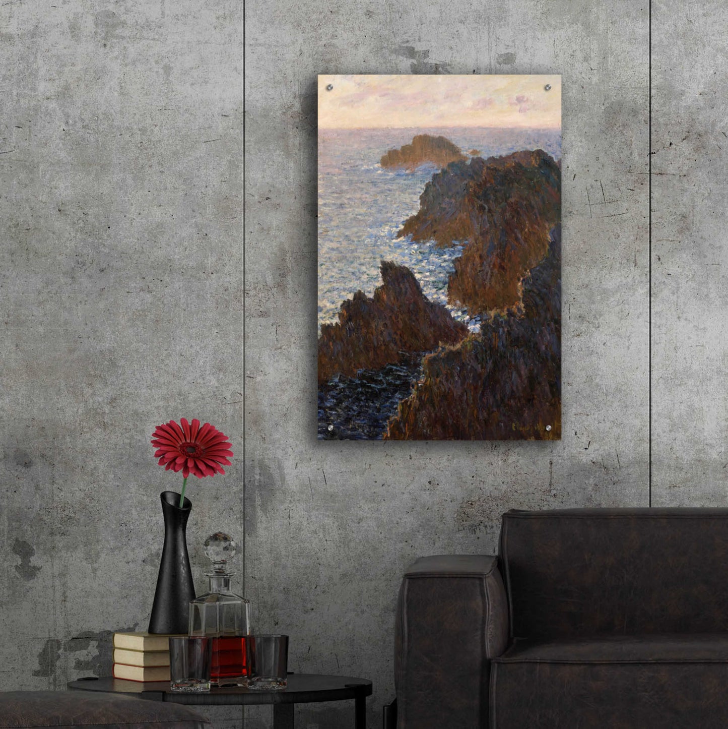 Epic Art 'Rocks At Belle Isle, Port Domois' by Claude Monet, Acrylic Glass Wall Art,24x36