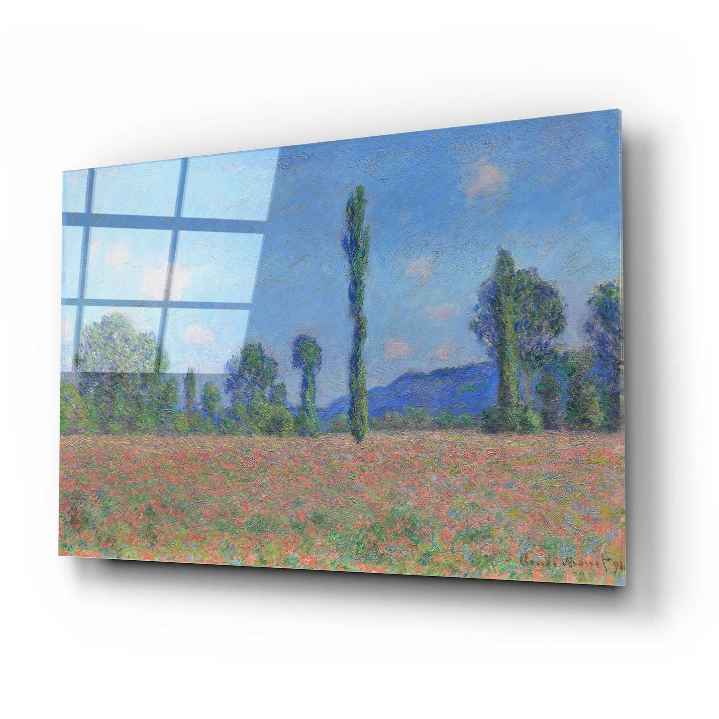 Epic Art 'Poppy Field (Giverny)' by Claude Monet, Acrylic Glass Wall Art,24x16