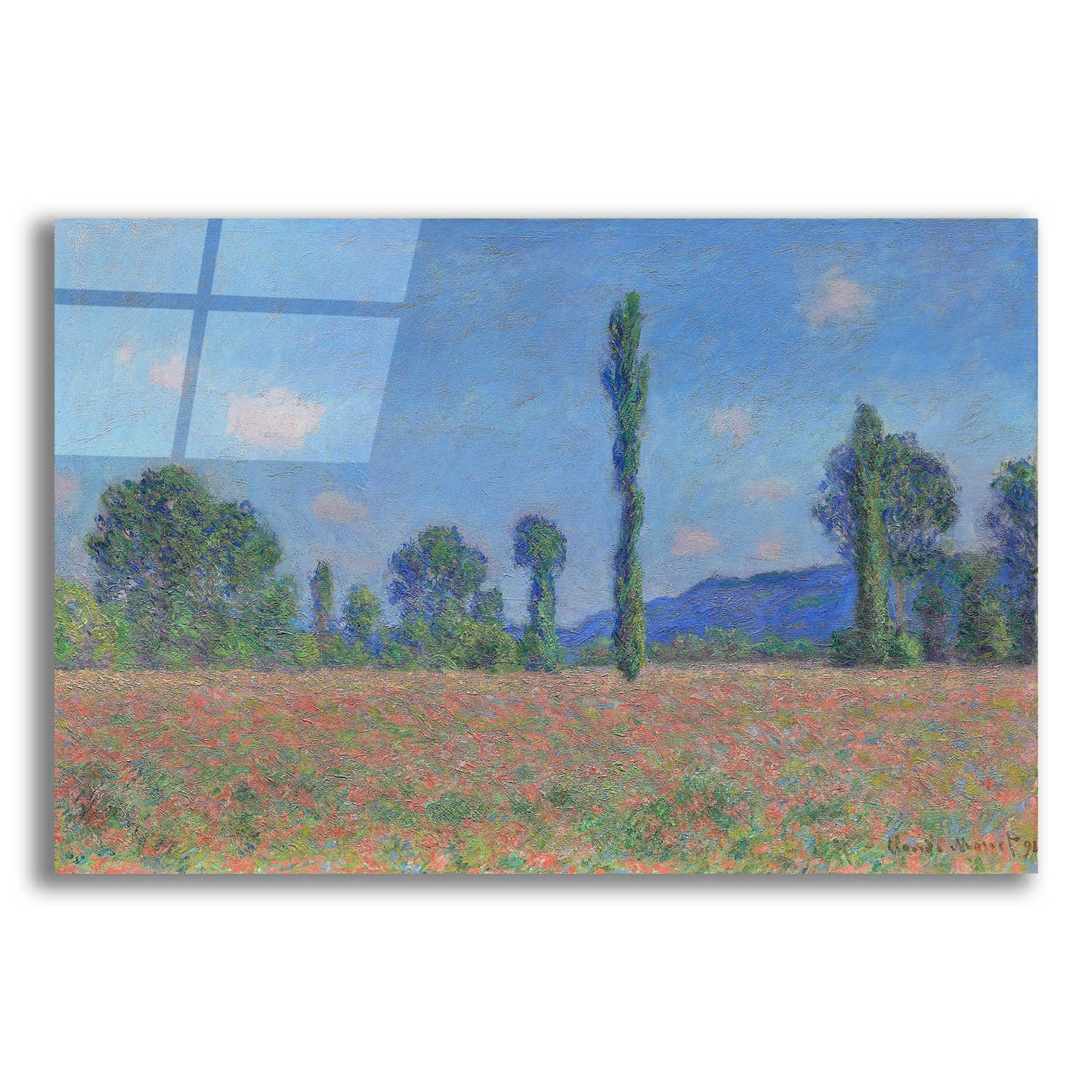 Epic Art 'Poppy Field (Giverny)' by Claude Monet, Acrylic Glass Wall Art,24x16