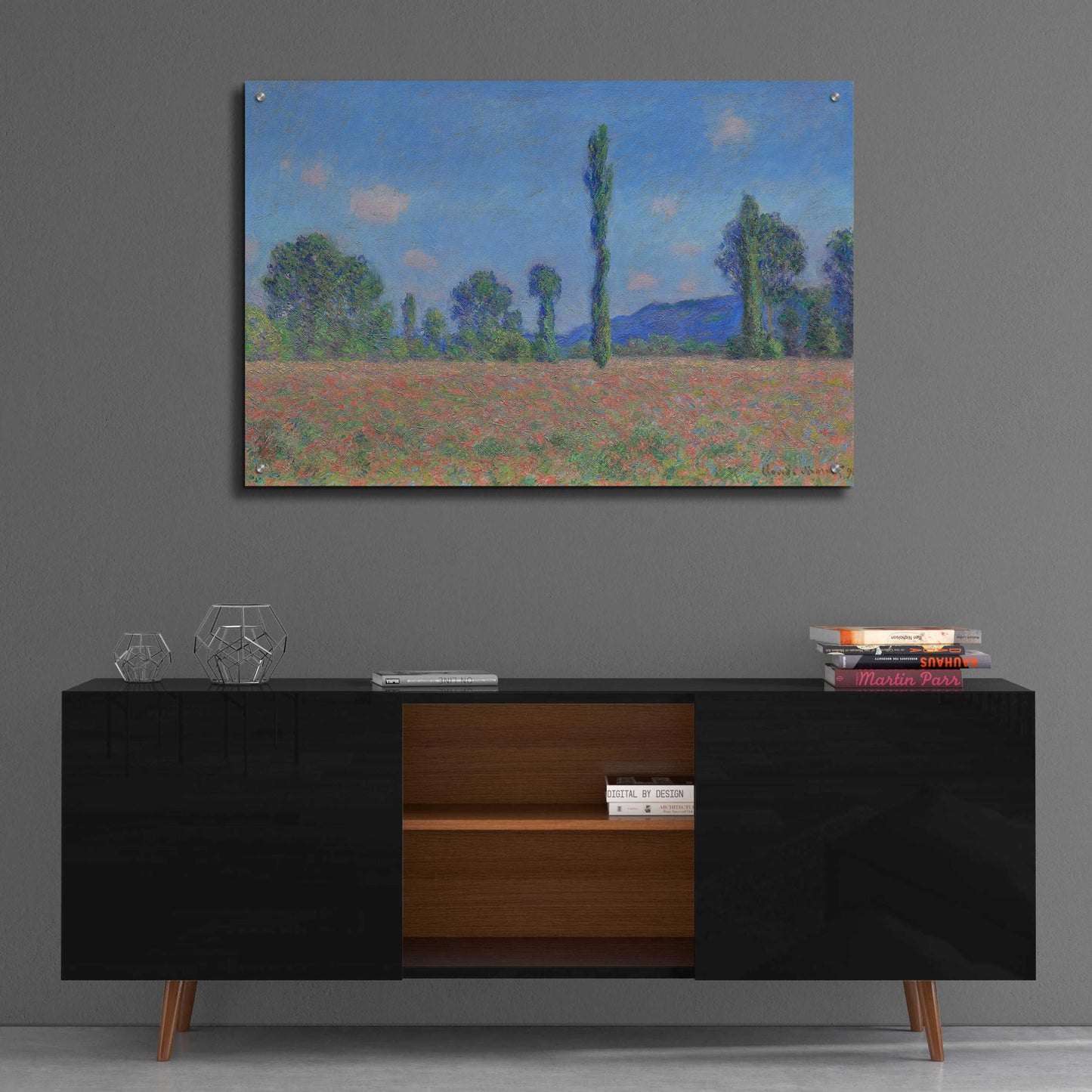 Epic Art 'Poppy Field (Giverny)' by Claude Monet, Acrylic Glass Wall Art,36x24