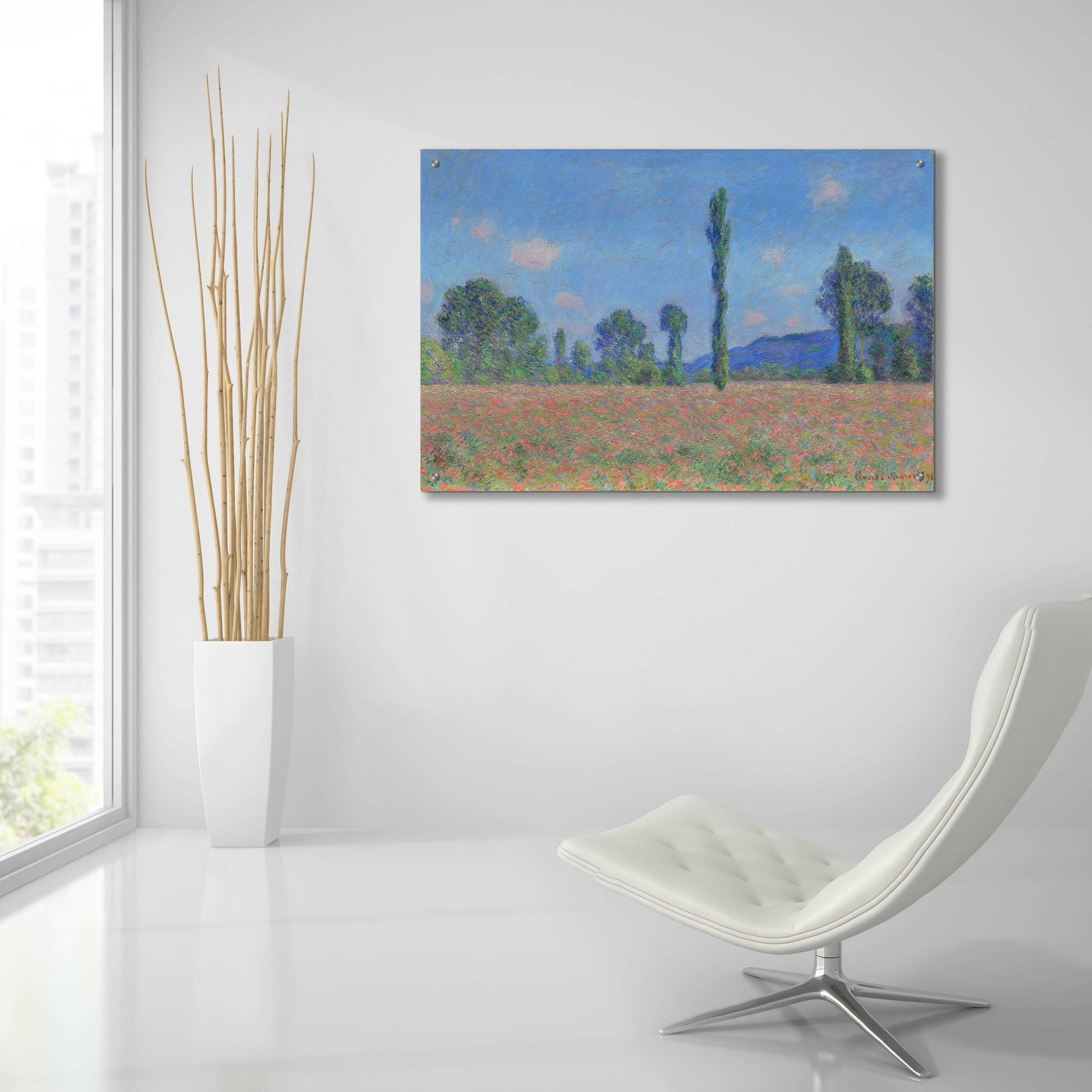 Epic Art 'Poppy Field (Giverny)' by Claude Monet, Acrylic Glass Wall Art,36x24