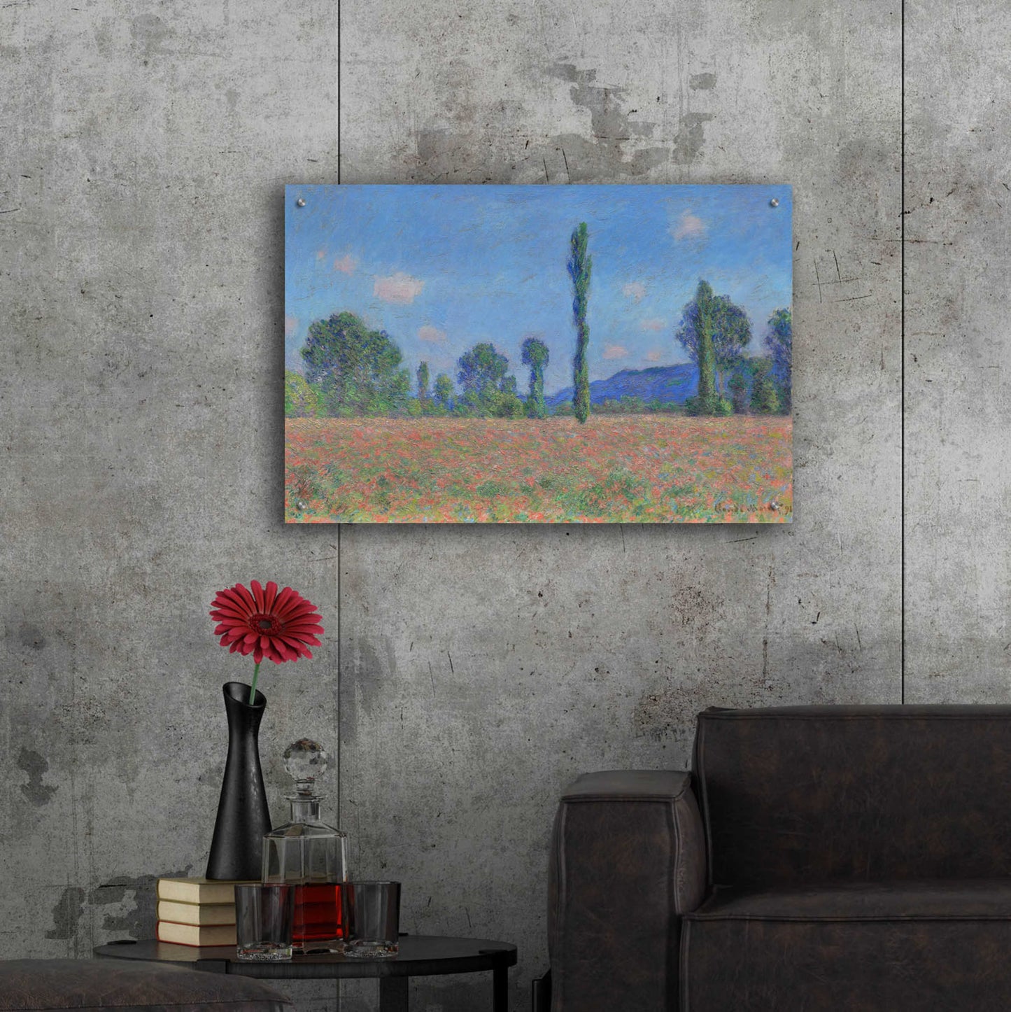 Epic Art 'Poppy Field (Giverny)' by Claude Monet, Acrylic Glass Wall Art,36x24