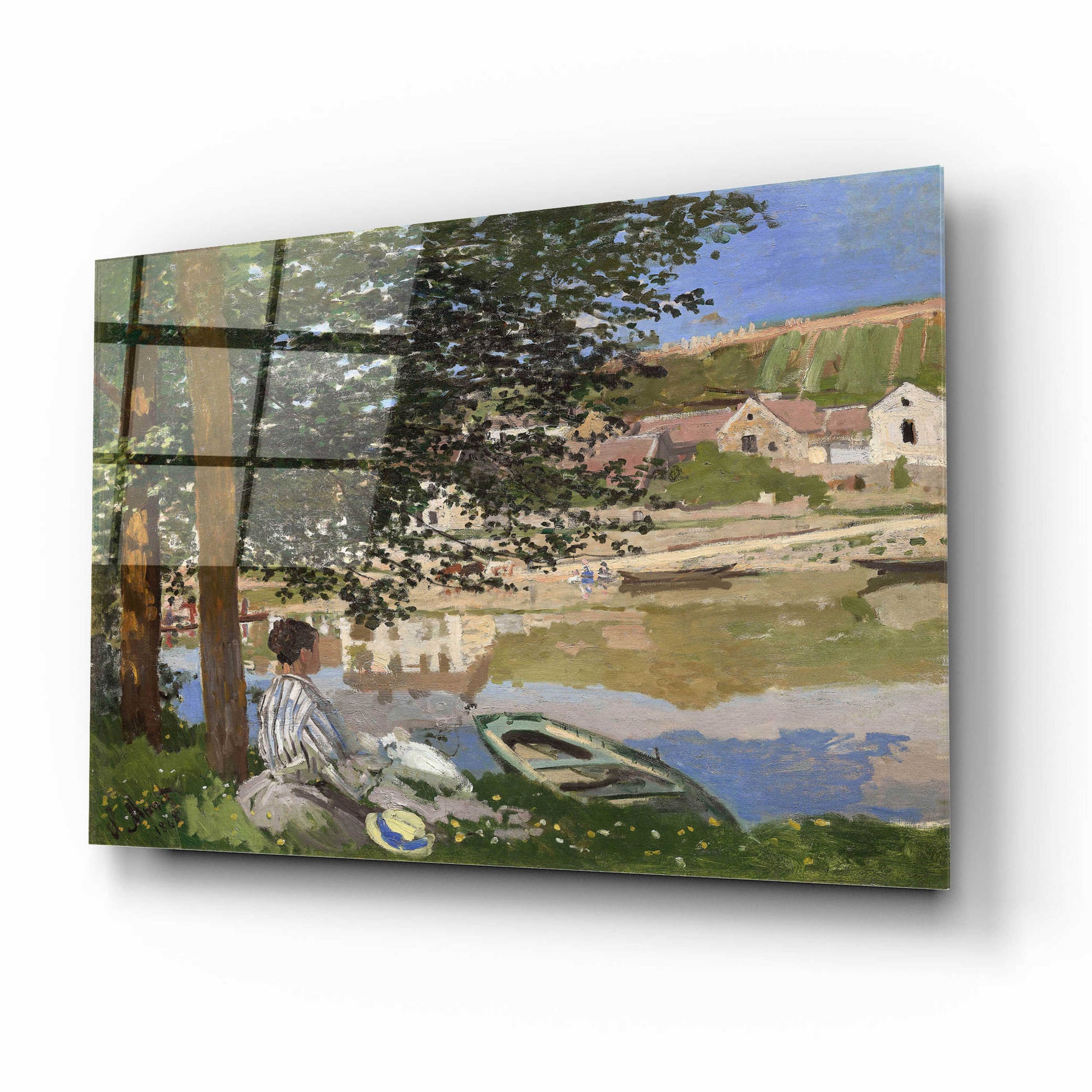 Epic Art 'On The Bank Of The Seine, Bennecourt' by Claude Monet, Acrylic Glass Wall Art,16x12