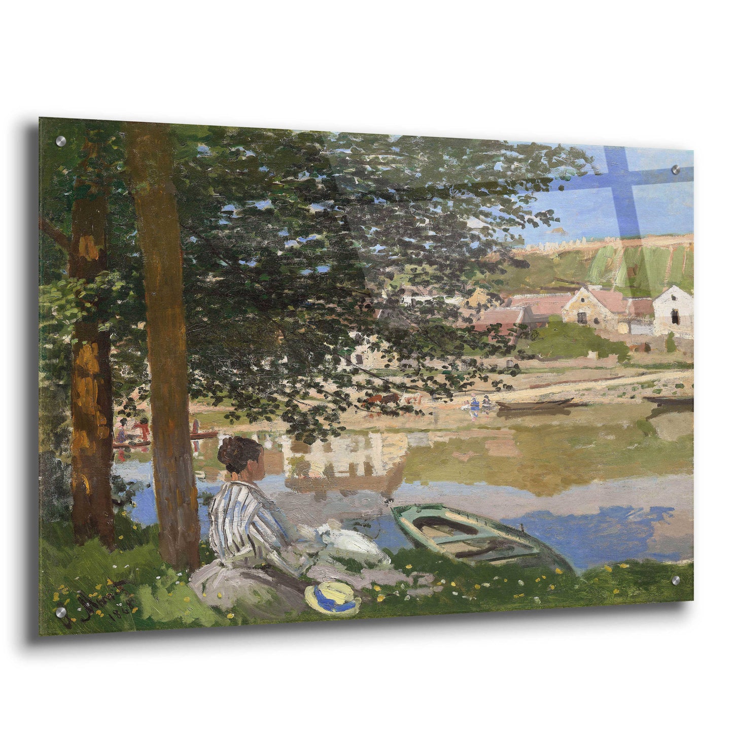 Epic Art 'On The Bank Of The Seine, Bennecourt' by Claude Monet, Acrylic Glass Wall Art,36x24