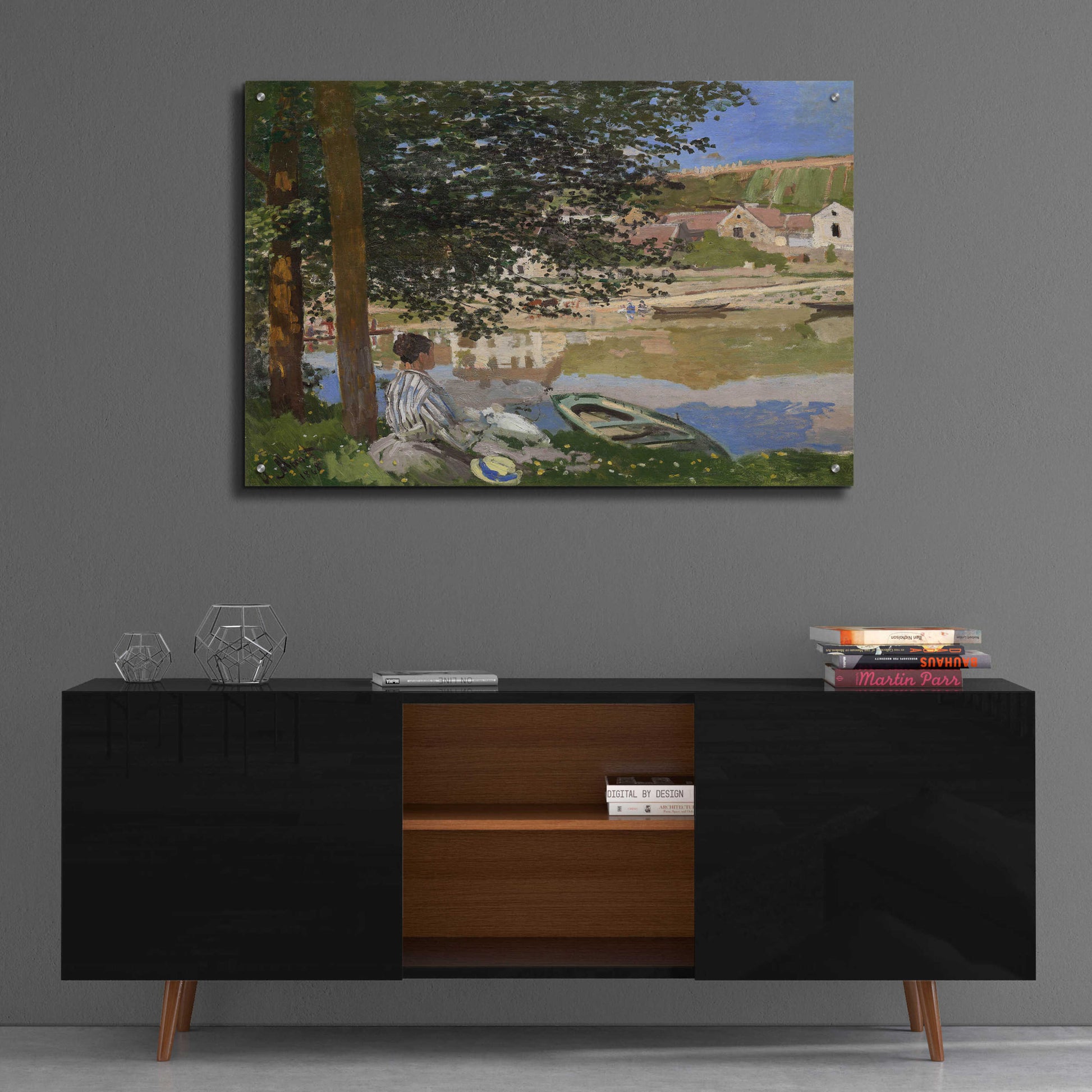 Epic Art 'On The Bank Of The Seine, Bennecourt' by Claude Monet, Acrylic Glass Wall Art,36x24