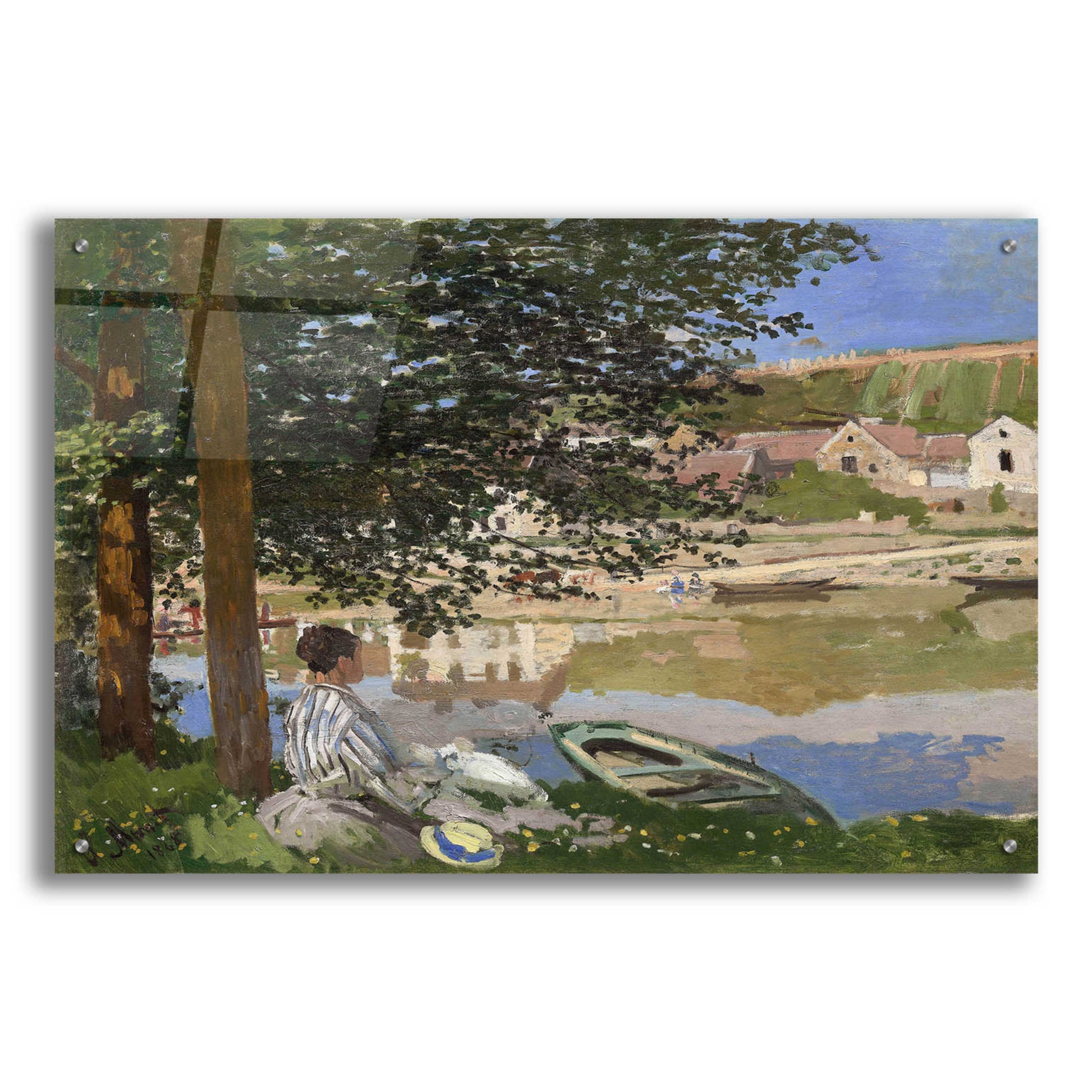 Epic Art 'On The Bank Of The Seine, Bennecourt' by Claude Monet, Acrylic Glass Wall Art,36x24