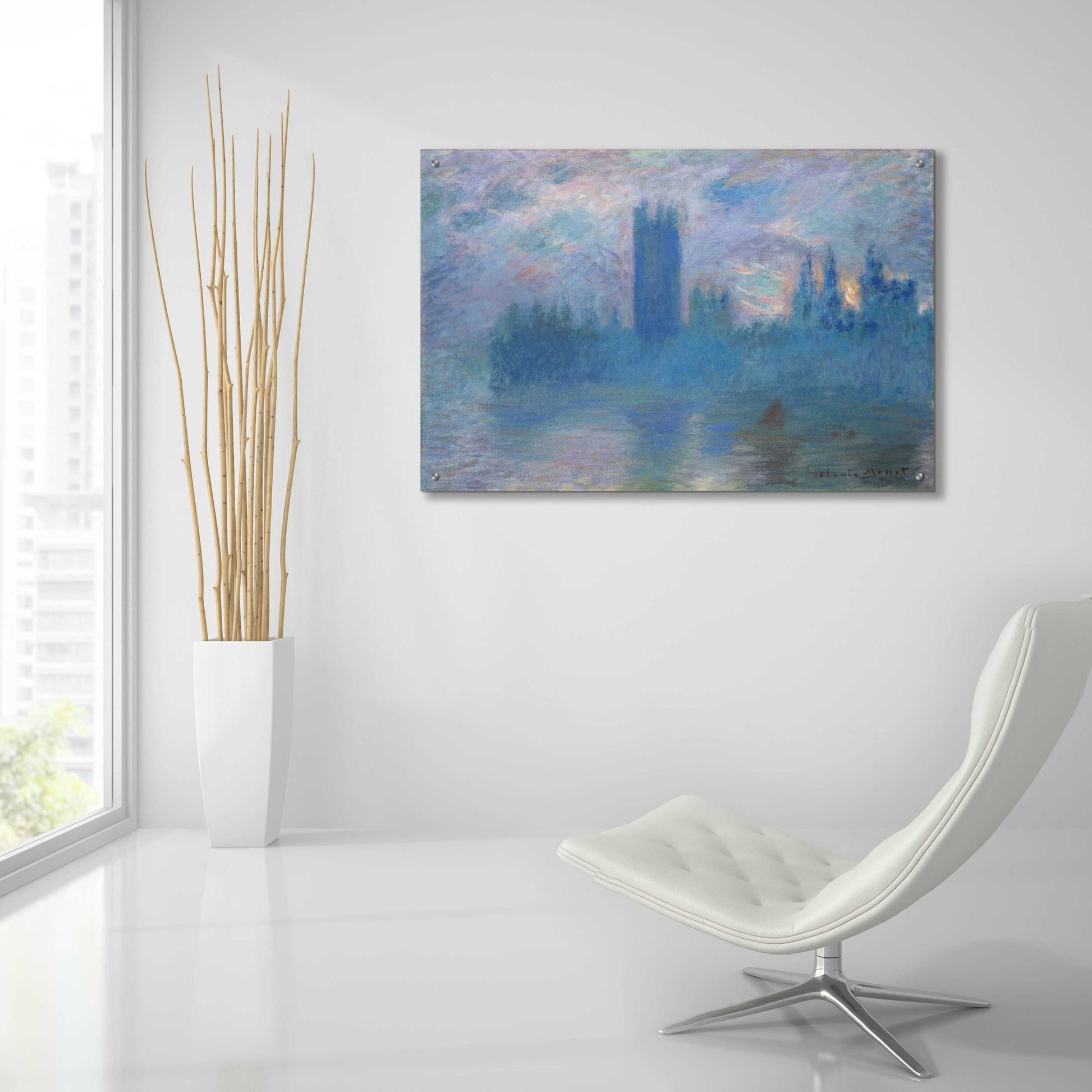 Epic Art 'Houses Of Parliament, London' by Claude Monet, Acrylic Glass Wall Art,36x24