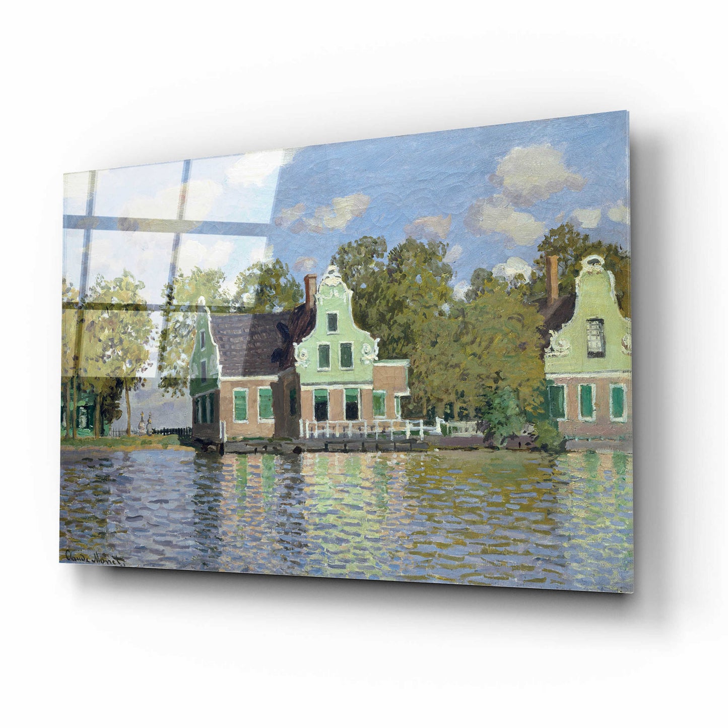 Epic Art 'Houses By The Bank Of The River Zaan' by Claude Monet, Acrylic Glass Wall Art,16x12