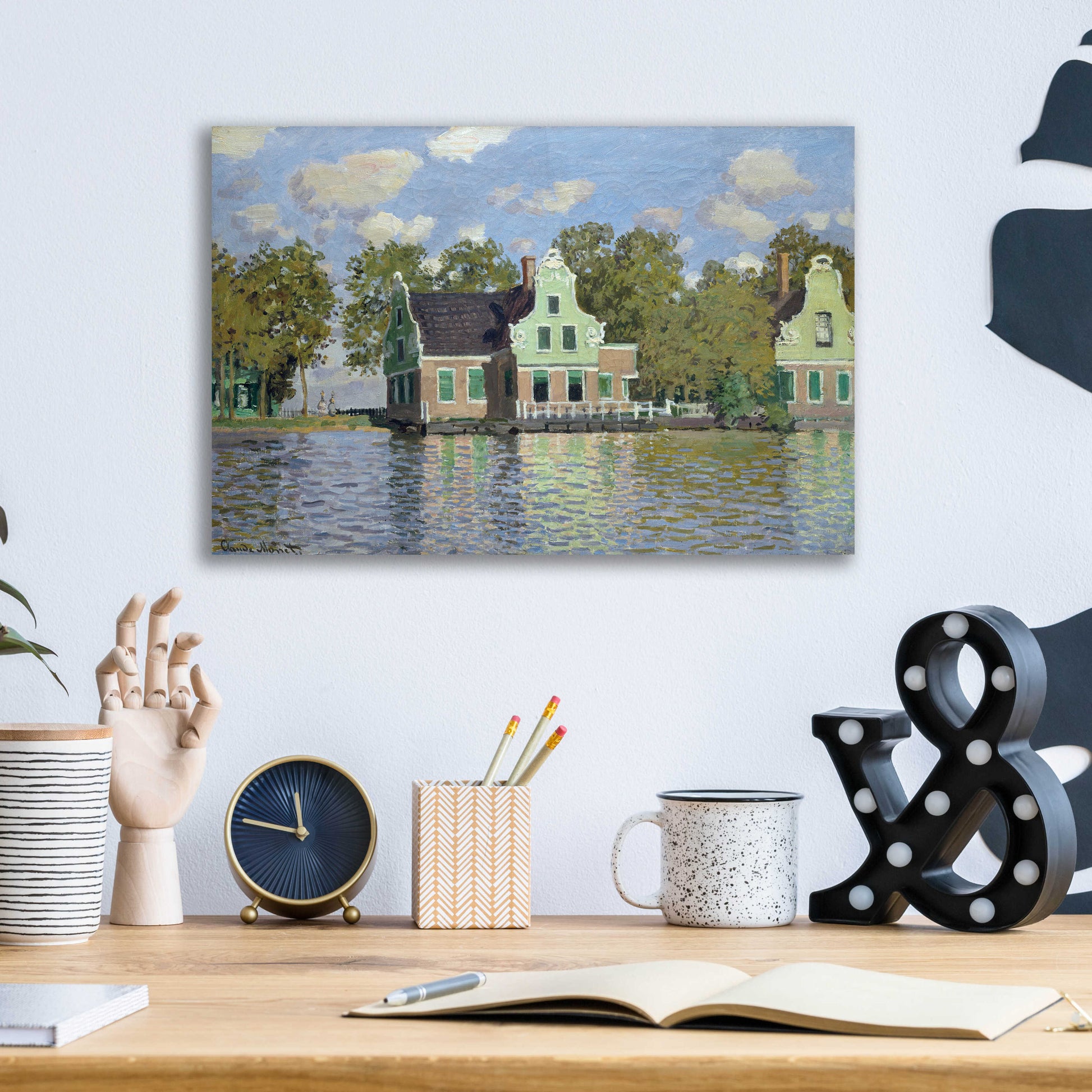 Epic Art 'Houses By The Bank Of The River Zaan' by Claude Monet, Acrylic Glass Wall Art,16x12