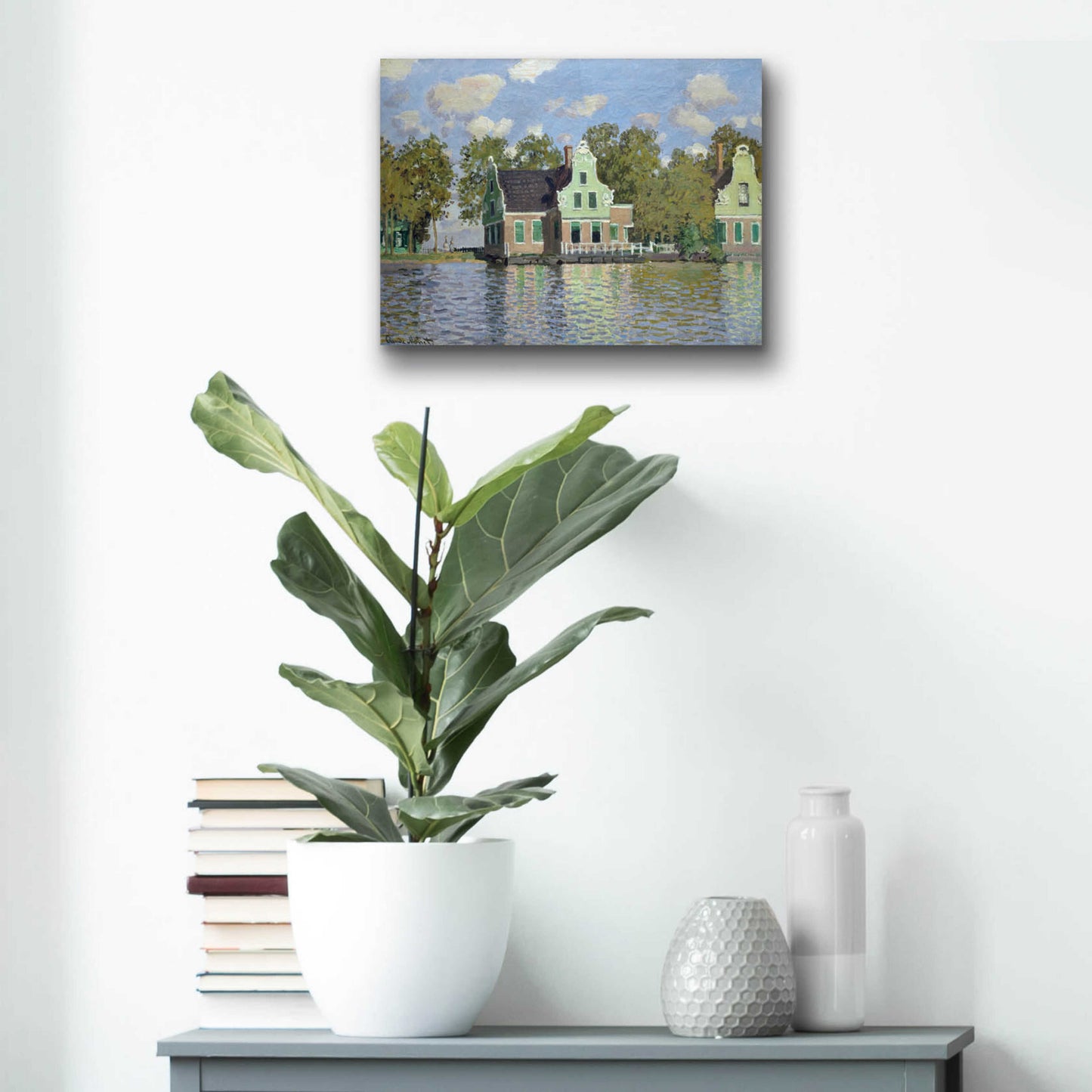 Epic Art 'Houses By The Bank Of The River Zaan' by Claude Monet, Acrylic Glass Wall Art,16x12