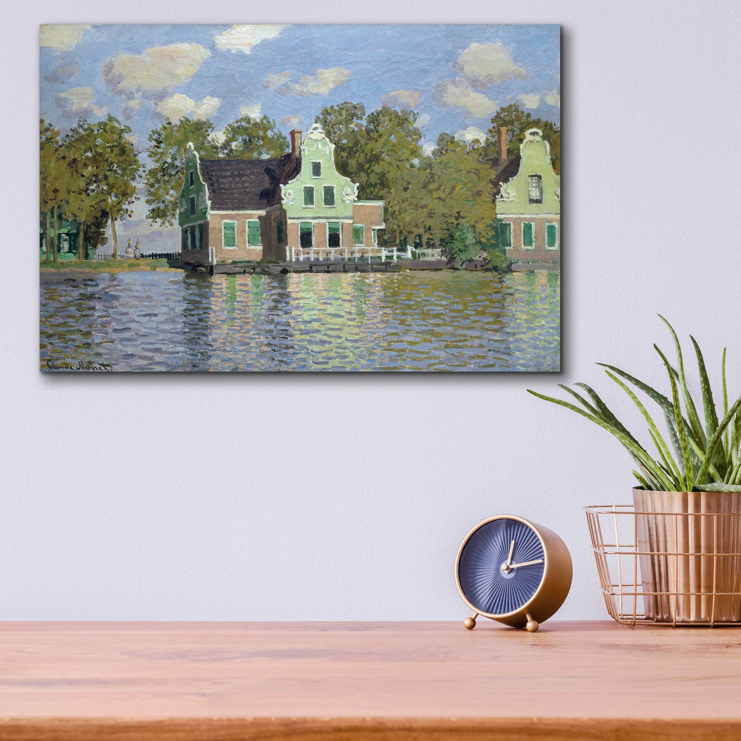 Epic Art 'Houses By The Bank Of The River Zaan' by Claude Monet, Acrylic Glass Wall Art,16x12