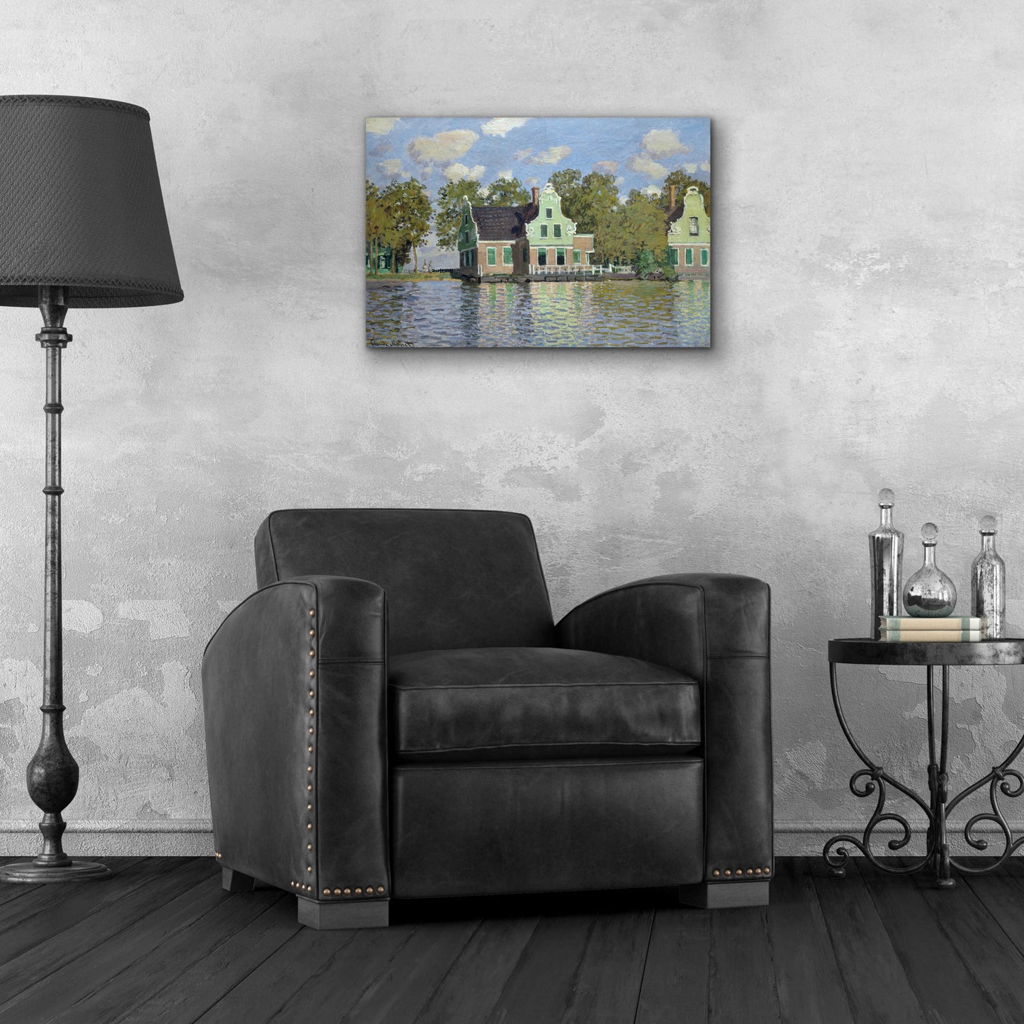 Epic Art 'Houses By The Bank Of The River Zaan' by Claude Monet, Acrylic Glass Wall Art,24x16