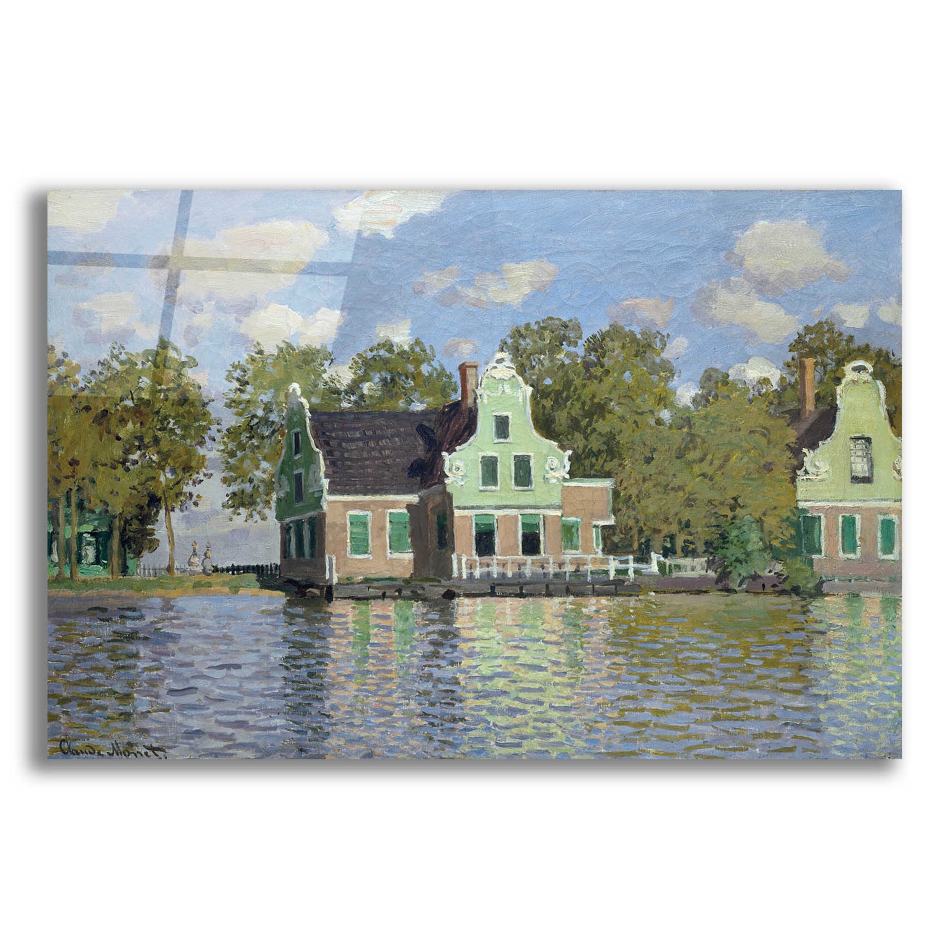 Epic Art 'Houses By The Bank Of The River Zaan' by Claude Monet, Acrylic Glass Wall Art,24x16