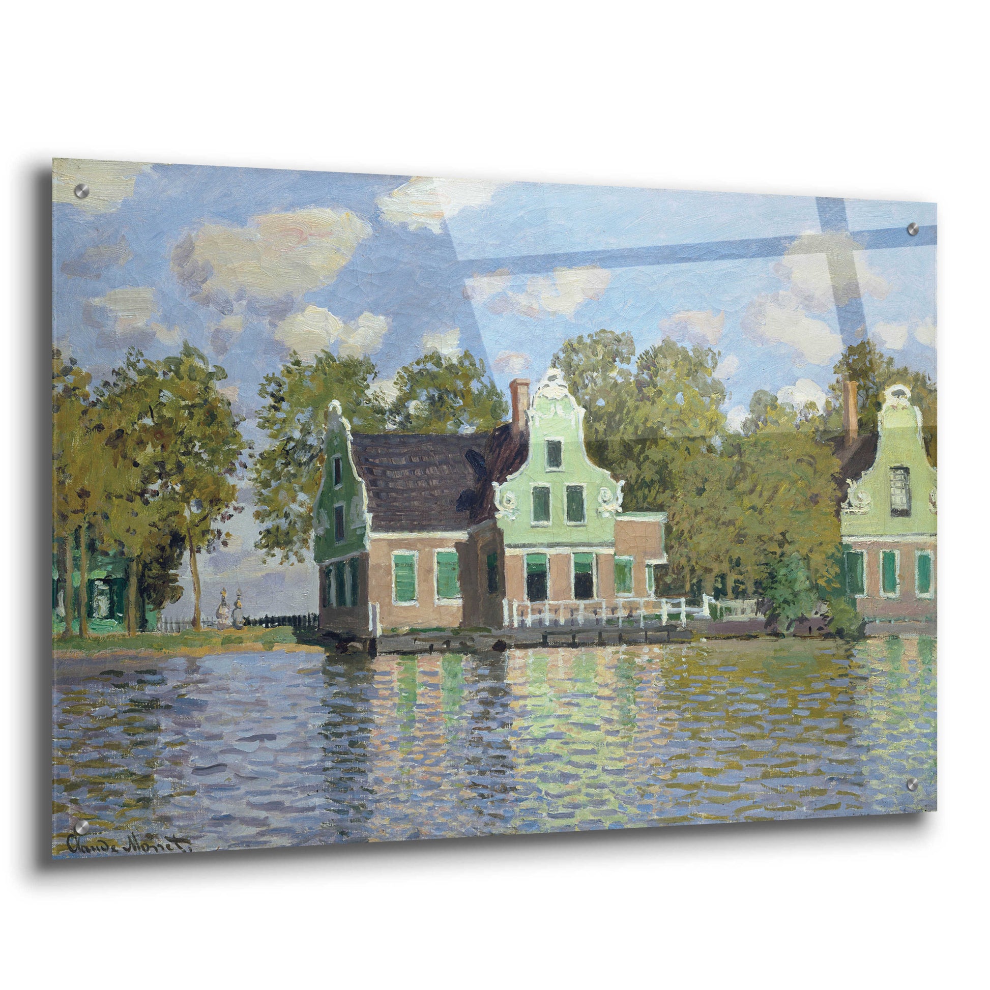 Epic Art 'Houses By The Bank Of The River Zaan' by Claude Monet, Acrylic Glass Wall Art,36x24
