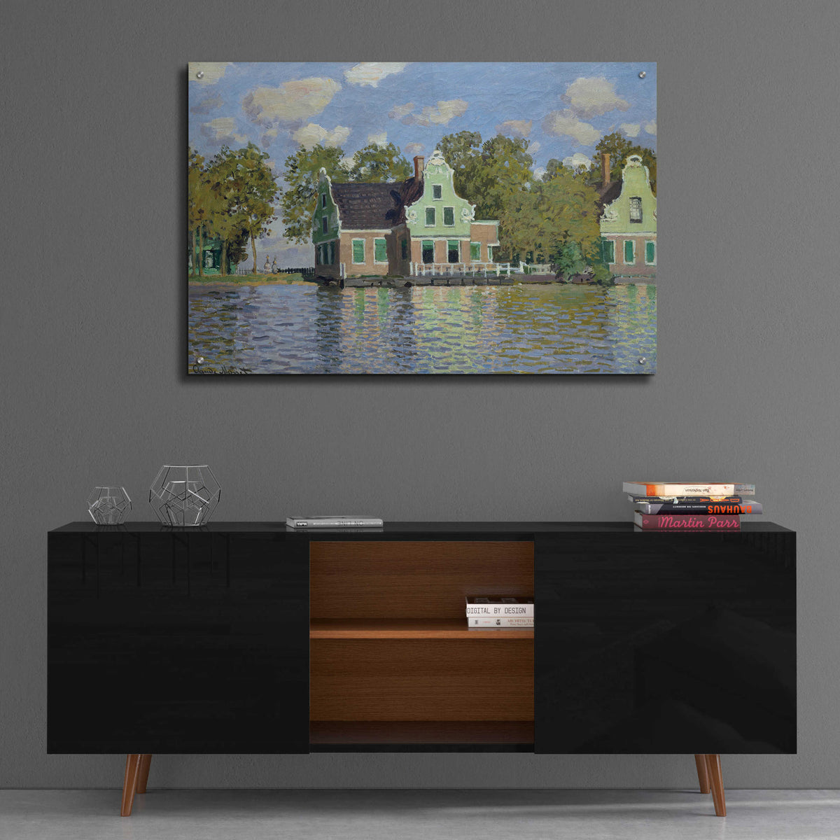 Epic Art 'Houses By The Bank Of The River Zaan' by Claude Monet, Acrylic Glass Wall Art,36x24