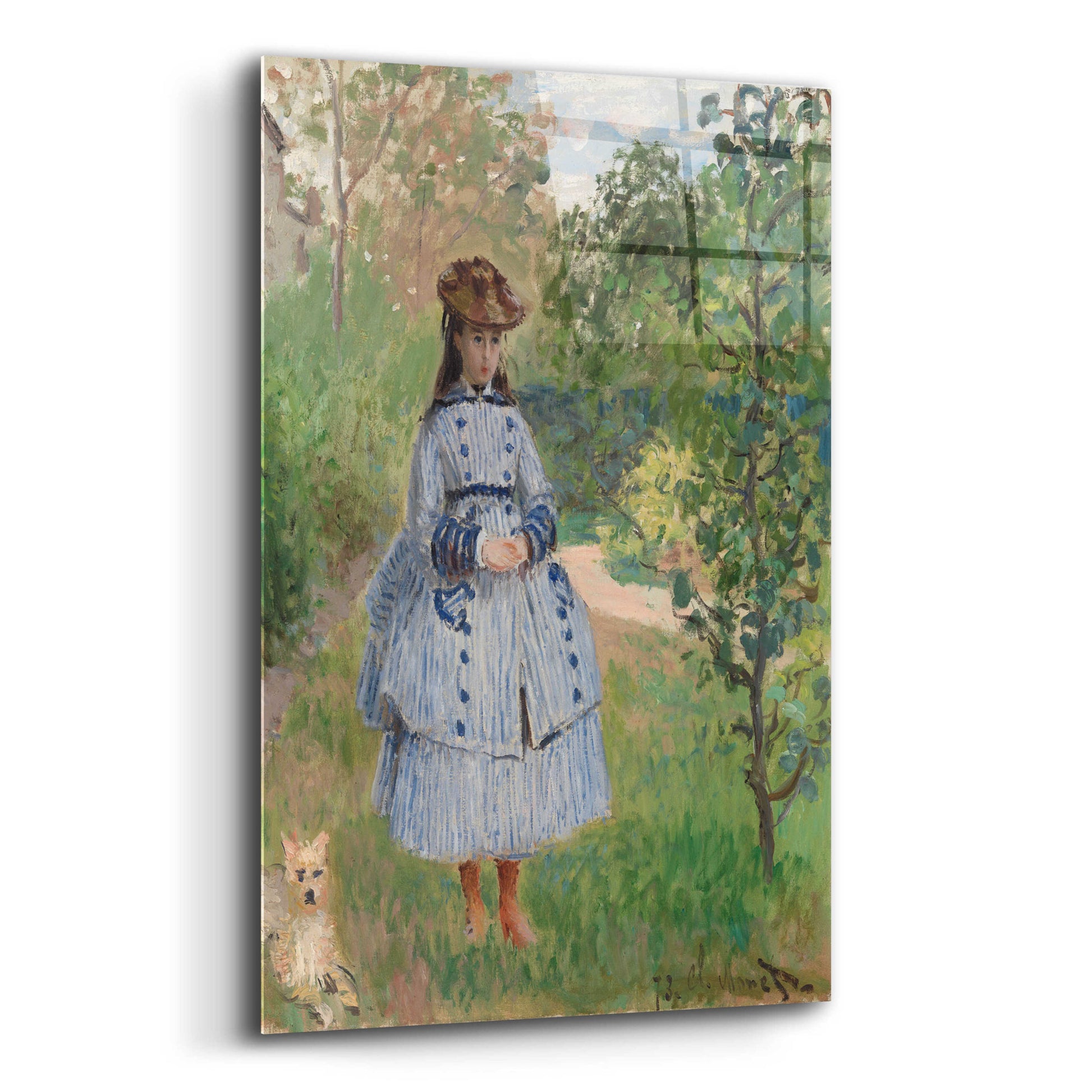 Epic Art 'Girl With Dog' by Claude Monet, Acrylic Glass Wall Art,12x16