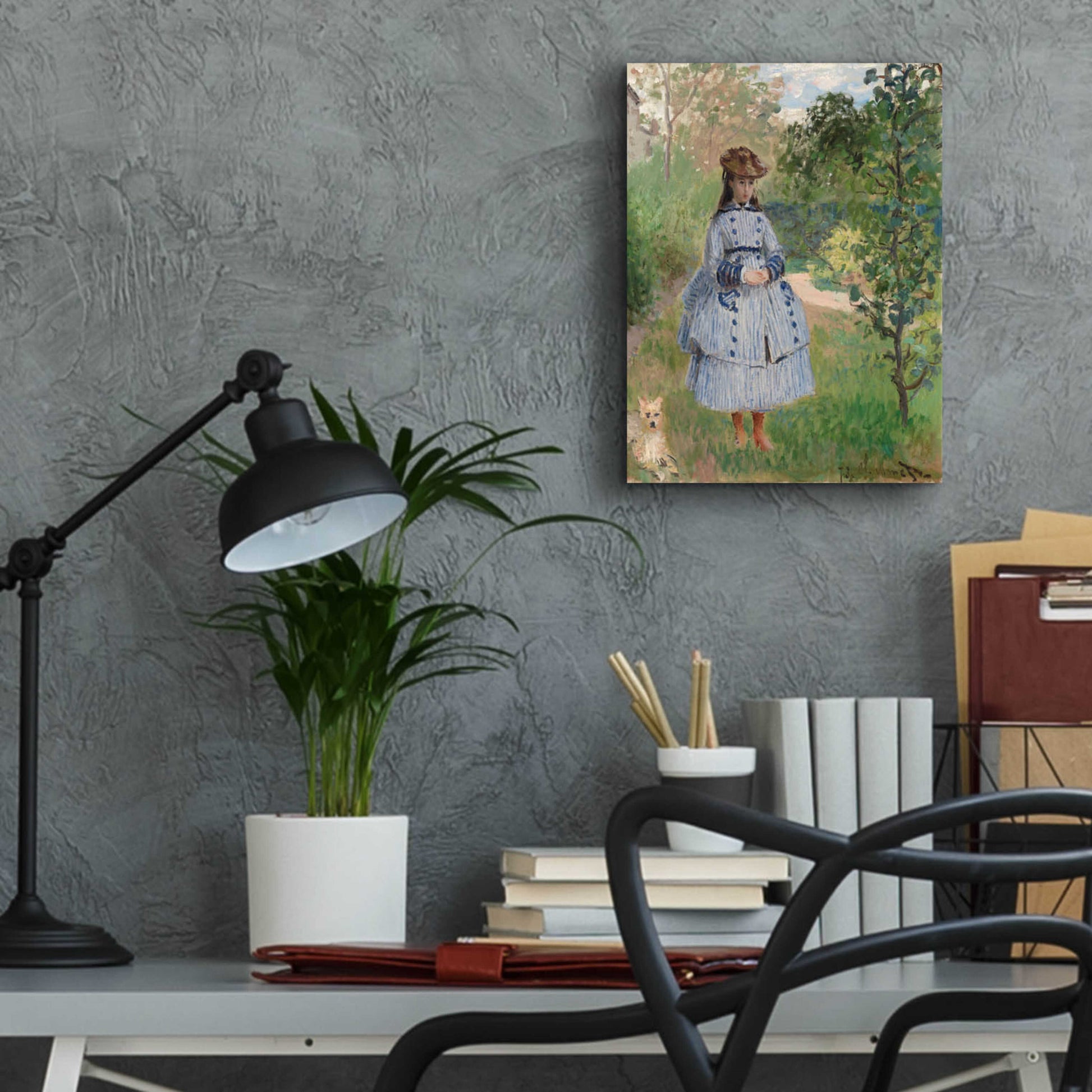 Epic Art 'Girl With Dog' by Claude Monet, Acrylic Glass Wall Art,12x16