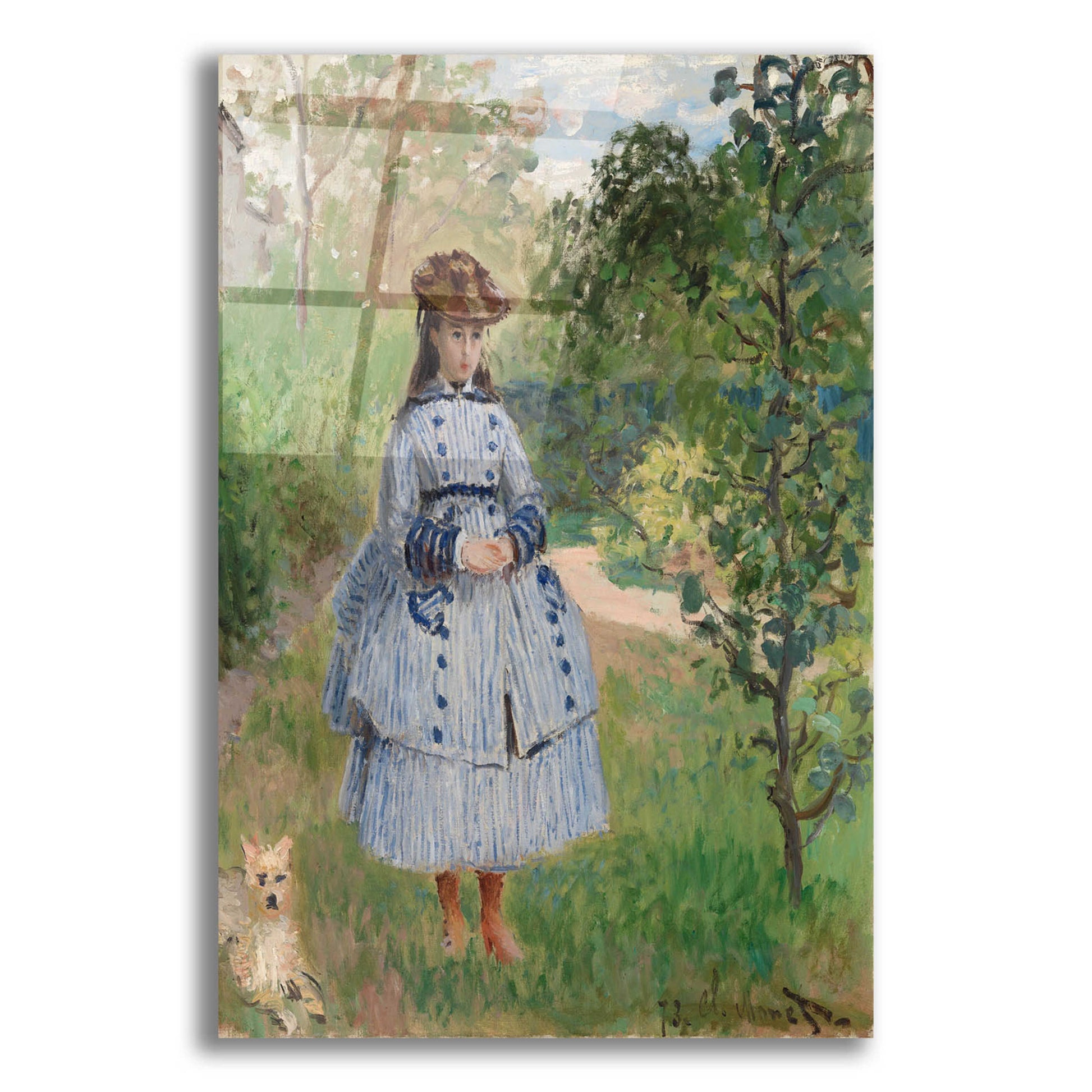 Epic Art 'Girl With Dog' by Claude Monet, Acrylic Glass Wall Art,12x16