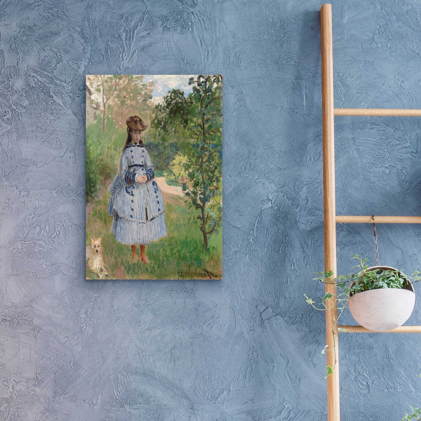 Epic Art 'Girl With Dog' by Claude Monet, Acrylic Glass Wall Art,16x24