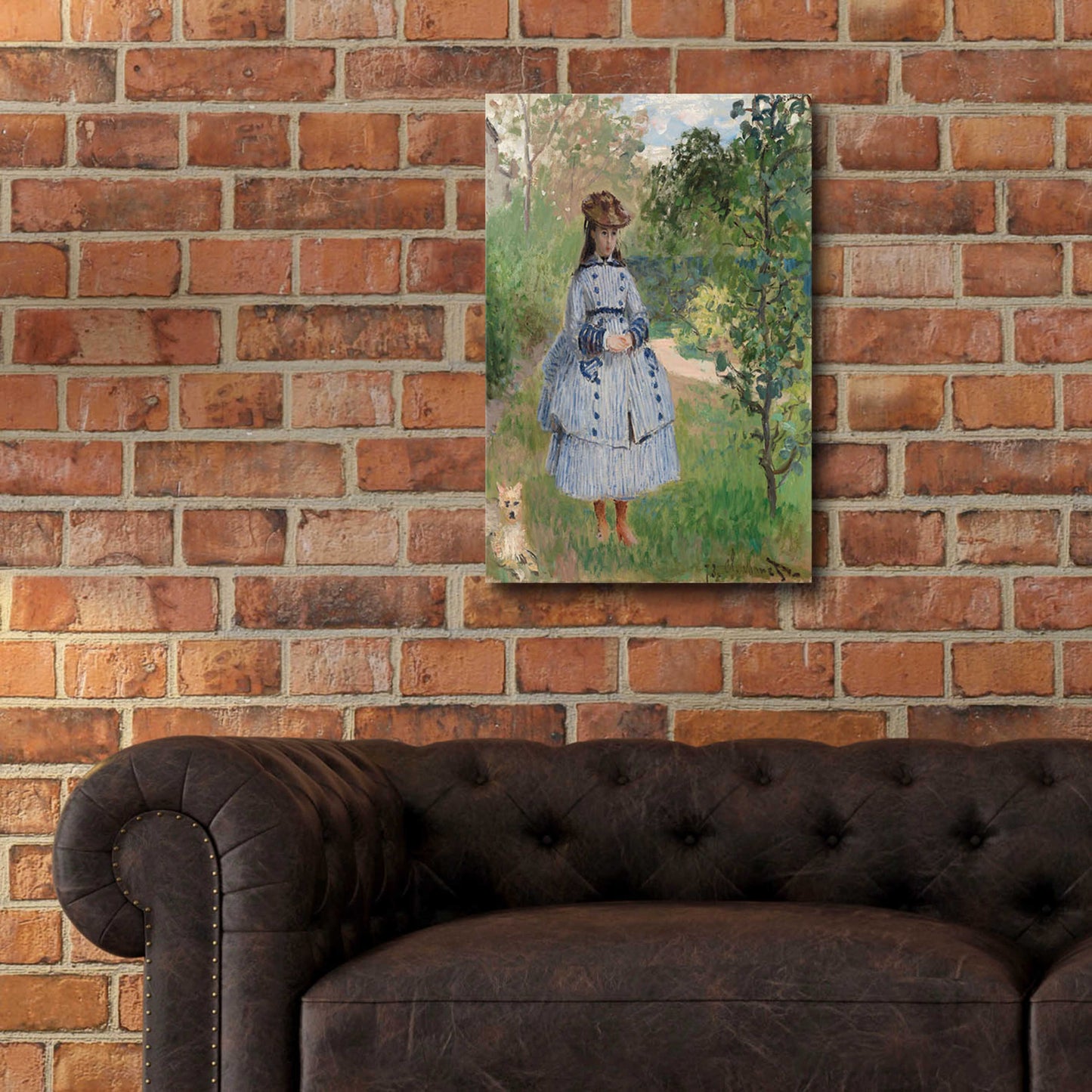 Epic Art 'Girl With Dog' by Claude Monet, Acrylic Glass Wall Art,16x24