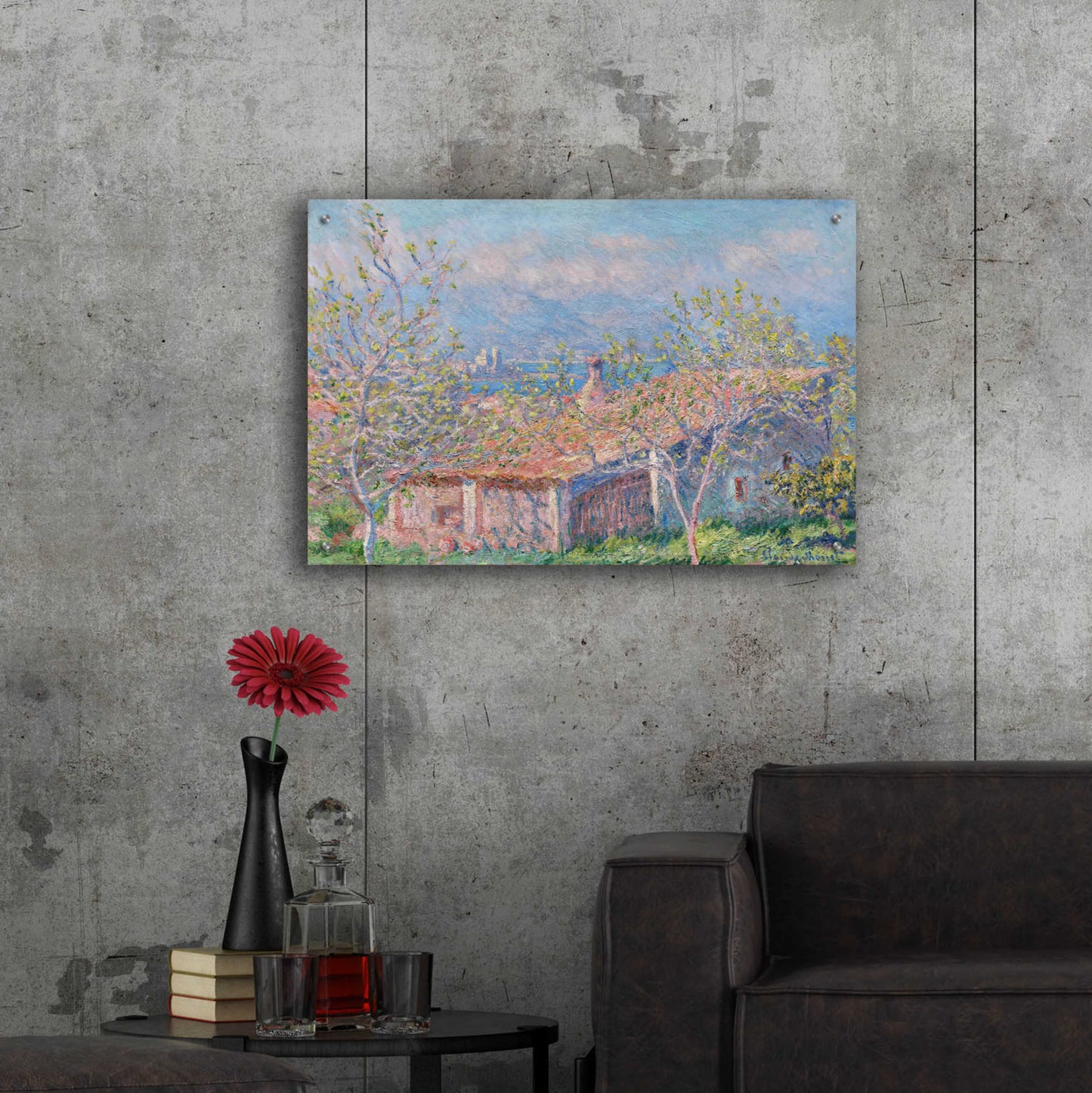 Epic Art 'Gardener’s House At Antibes' by Claude Monet, Acrylic Glass Wall Art,36x24