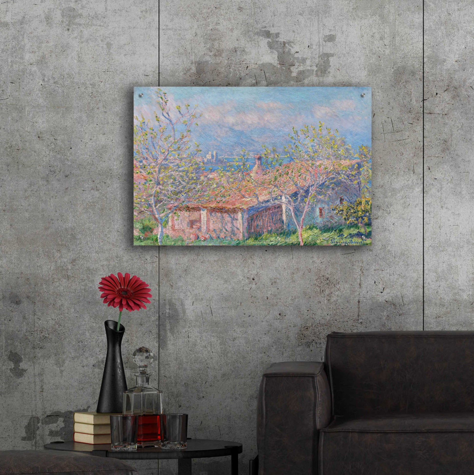 Epic Art 'Gardener’s House At Antibes' by Claude Monet, Acrylic Glass Wall Art,36x24