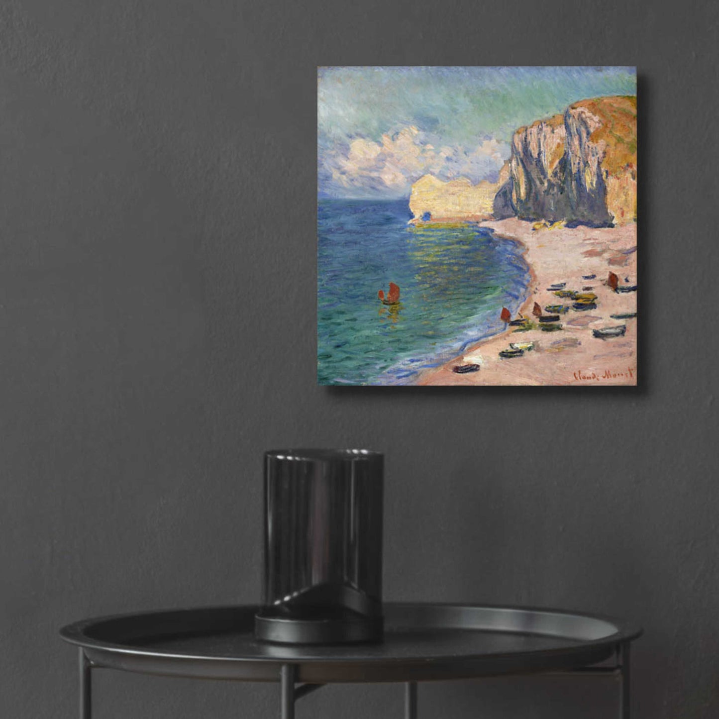 Epic Art 'Etretat, The Beach And The Falaise D Amont' by Claude Monet, Acrylic Glass Wall Art,12x12