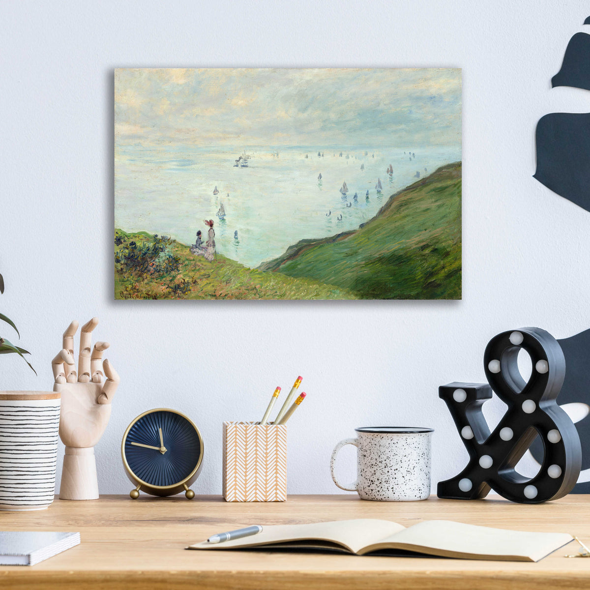 Epic Art 'Cliffs At Pourville' by Claude Monet, Acrylic Glass Wall Art,16x12