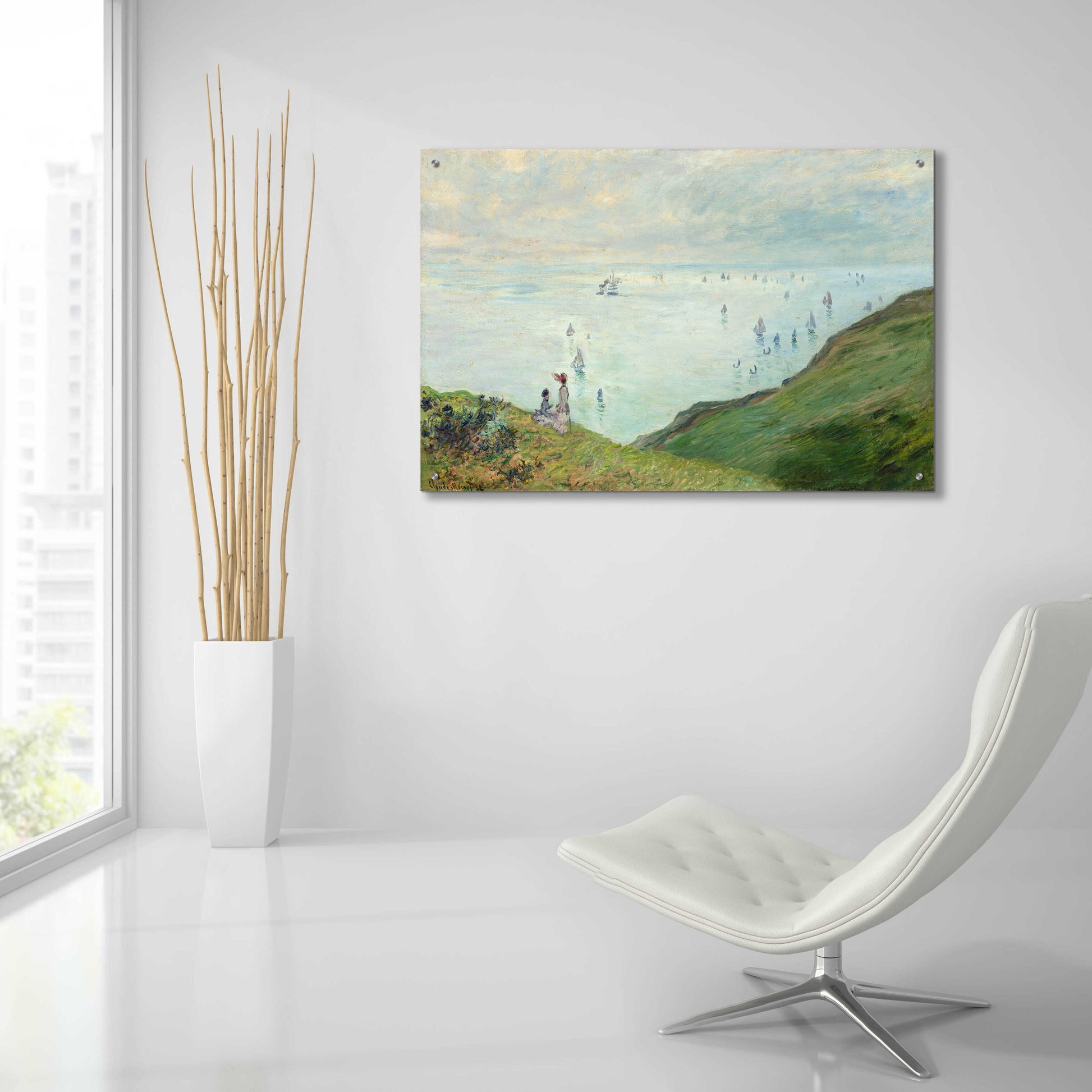 Epic Art 'Cliffs At Pourville' by Claude Monet, Acrylic Glass Wall Art,36x24