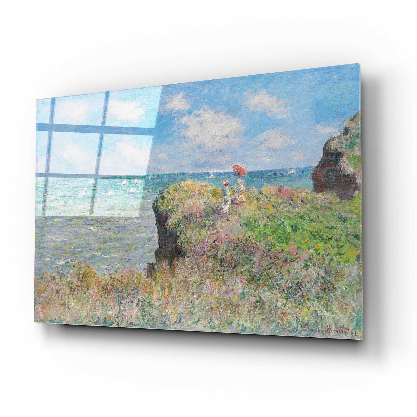 Epic Art 'Cliff Walk At Pourville' by Claude Monet, Acrylic Glass Wall Art,16x12