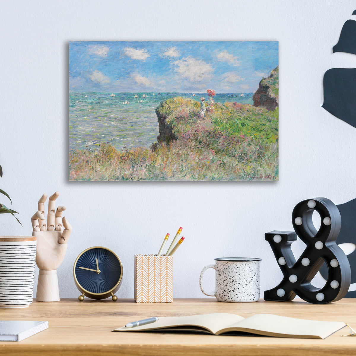 Epic Art 'Cliff Walk At Pourville' by Claude Monet, Acrylic Glass Wall Art,16x12