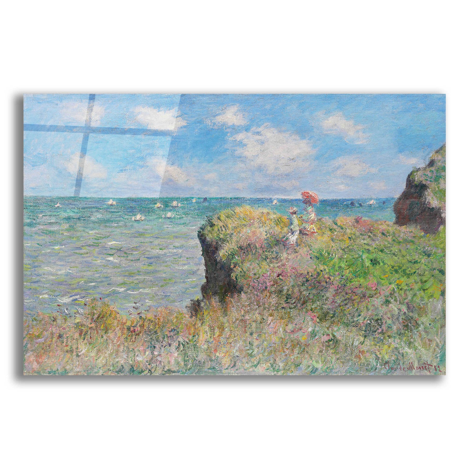 Epic Art 'Cliff Walk At Pourville' by Claude Monet, Acrylic Glass Wall Art,24x16