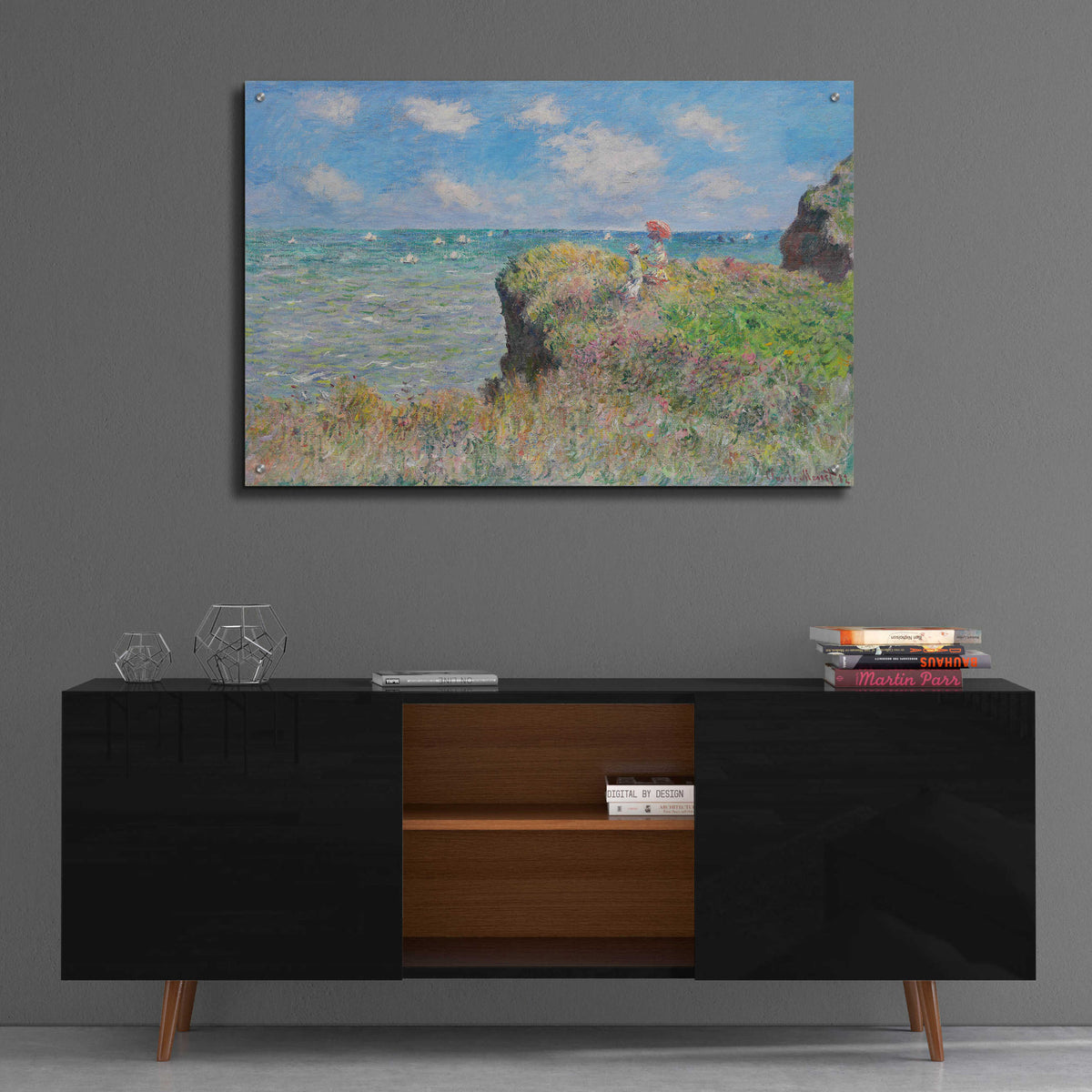 Epic Art 'Cliff Walk At Pourville' by Claude Monet, Acrylic Glass Wall Art,36x24