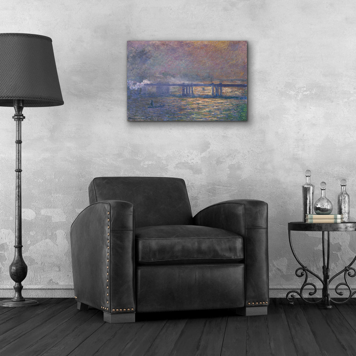Epic Art 'Charing Cross Bridge' by Claude Monet, Acrylic Glass Wall Art,24x16