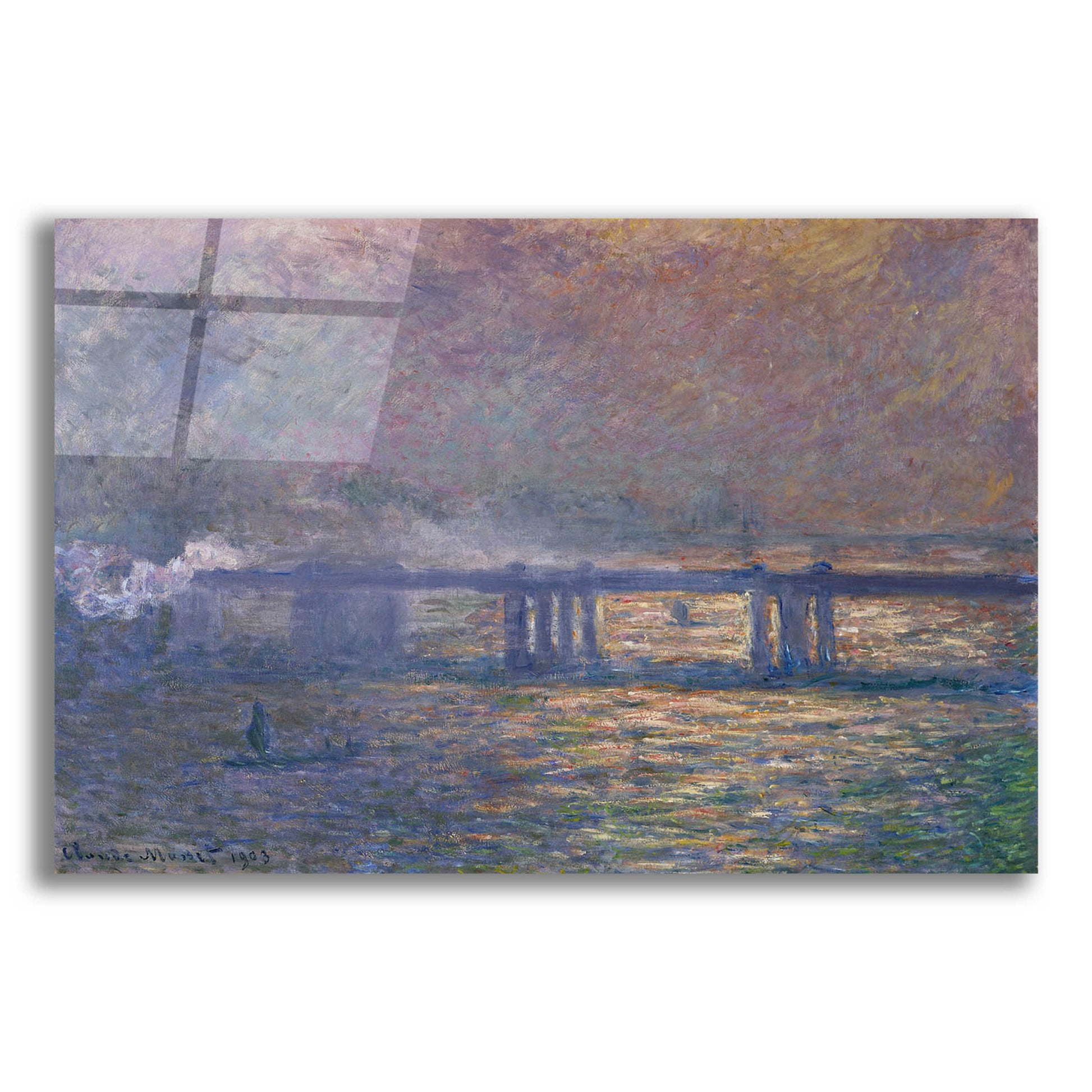 Epic Art 'Charing Cross Bridge' by Claude Monet, Acrylic Glass Wall Art,24x16