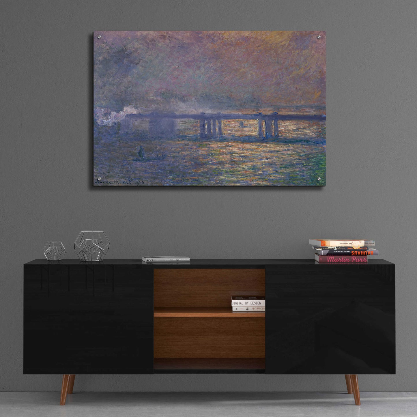 Epic Art 'Charing Cross Bridge' by Claude Monet, Acrylic Glass Wall Art,36x24