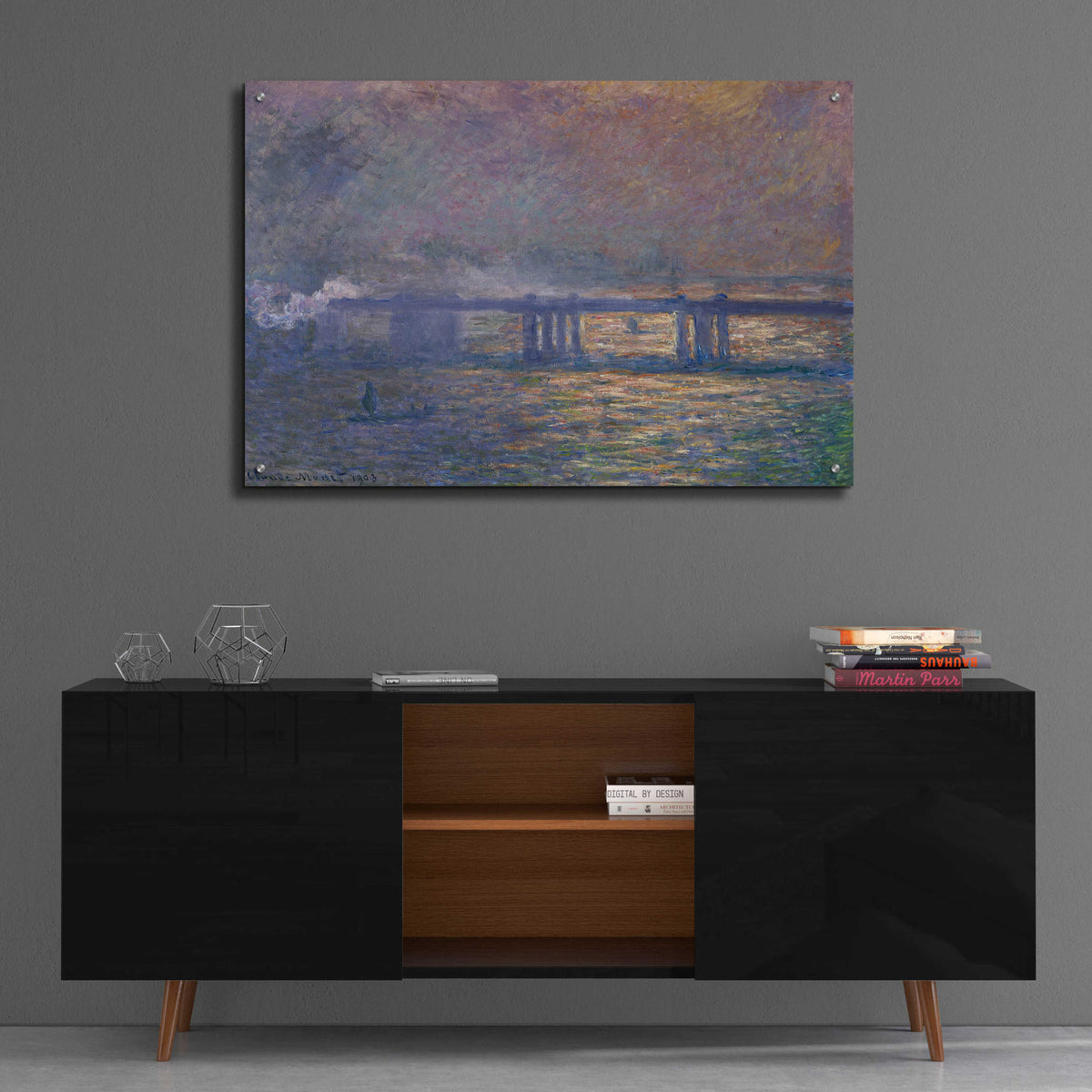 Epic Art 'Charing Cross Bridge' by Claude Monet, Acrylic Glass Wall Art,36x24