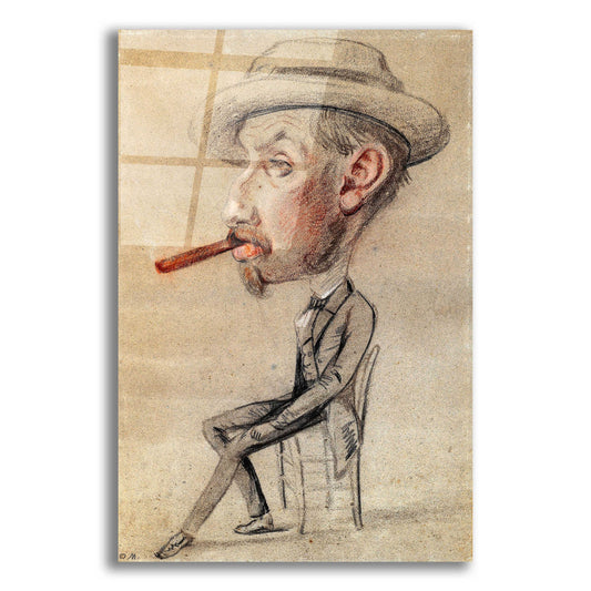 Epic Art 'Caricature Of A Man With A Big Cigar' by Claude Monet, Acrylic Glass Wall Art