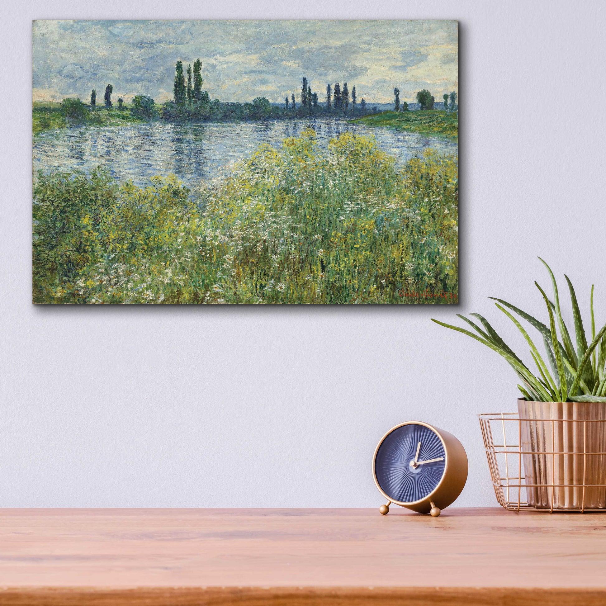 Epic Art 'Banks Od The Seine, Vetheuil' by Claude Monet, Acrylic Glass Wall Art,16x12