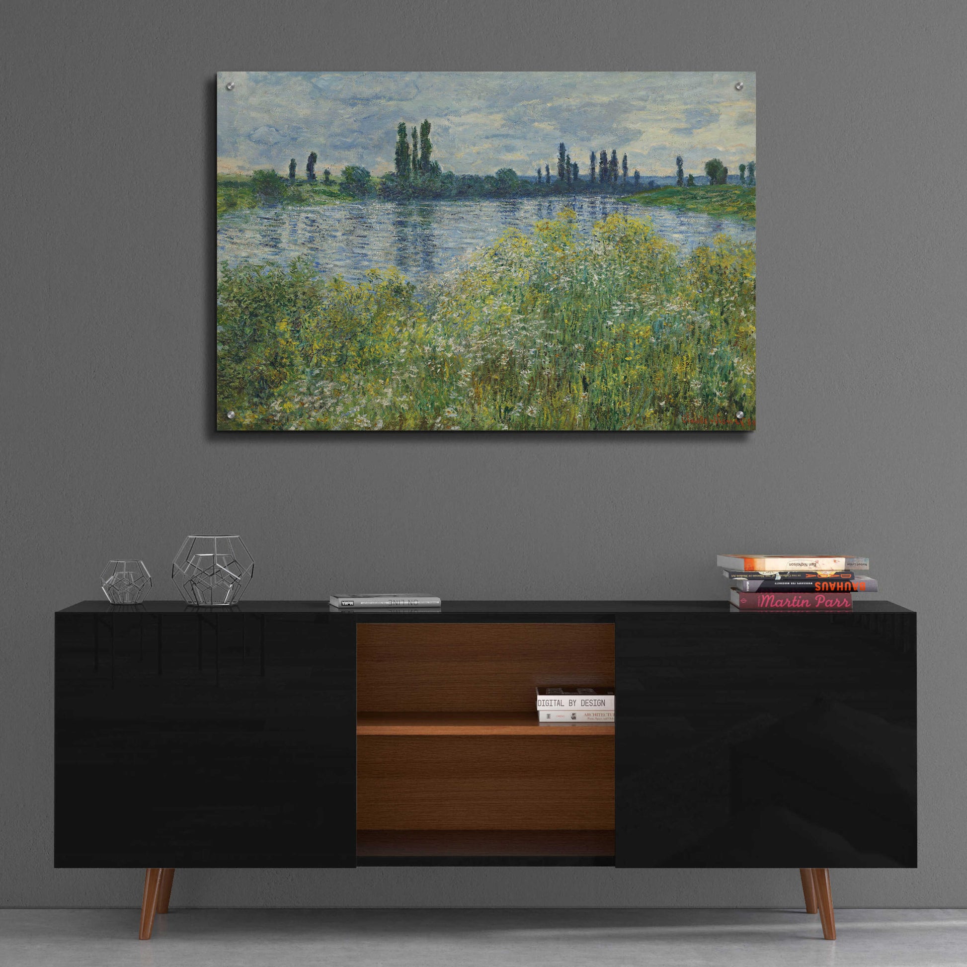 Epic Art 'Banks Od The Seine, Vetheuil' by Claude Monet, Acrylic Glass Wall Art,36x24