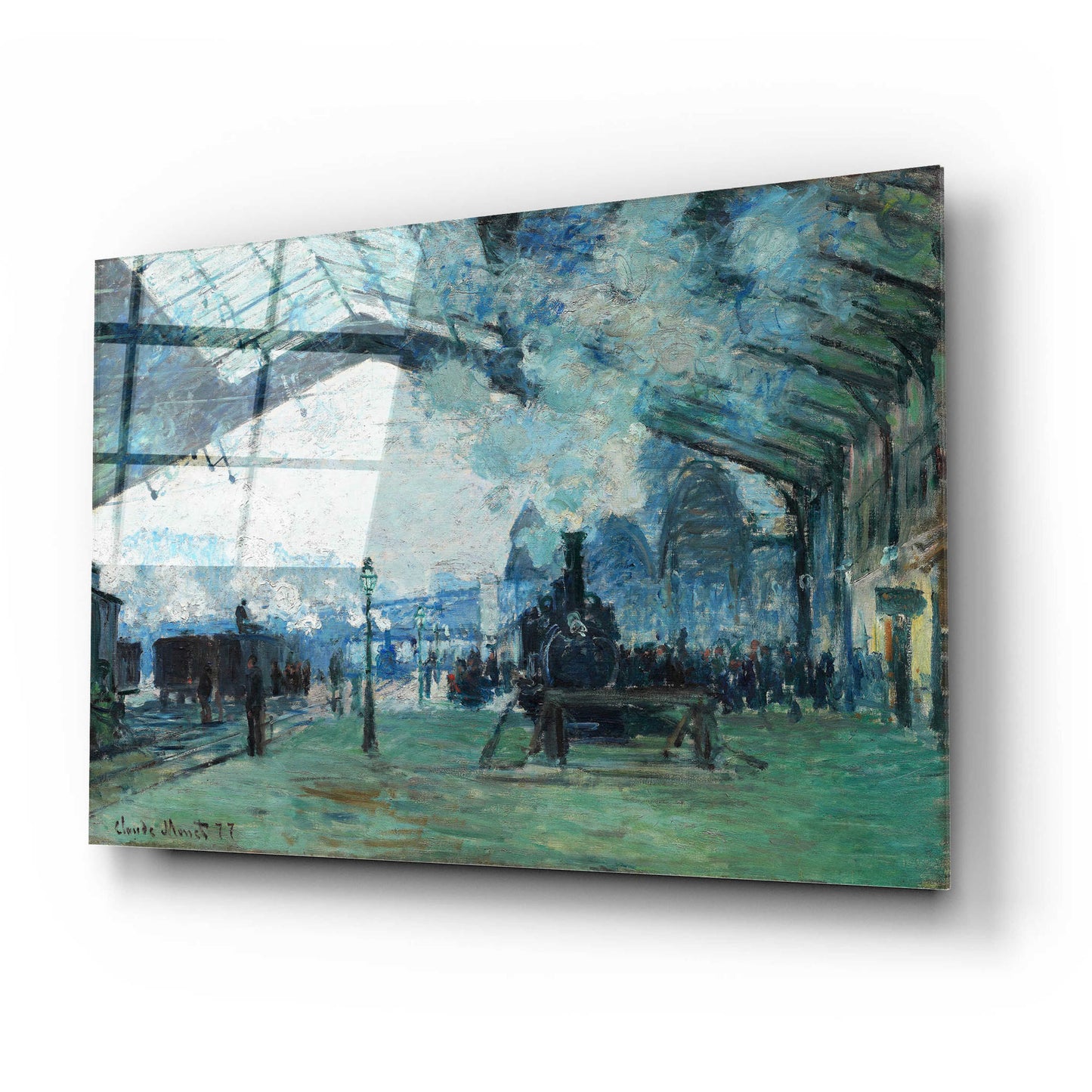 Epic Art 'Ariival Of The Normandy Train' by Claude Monet, Acrylic Glass Wall Art,24x16
