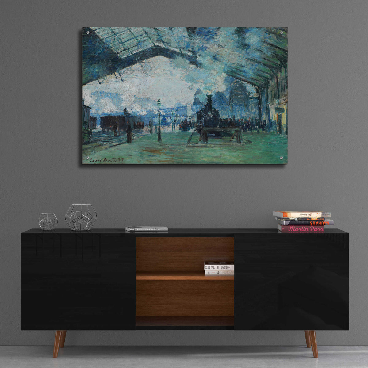 Epic Art 'Ariival Of The Normandy Train' by Claude Monet, Acrylic Glass Wall Art,36x24